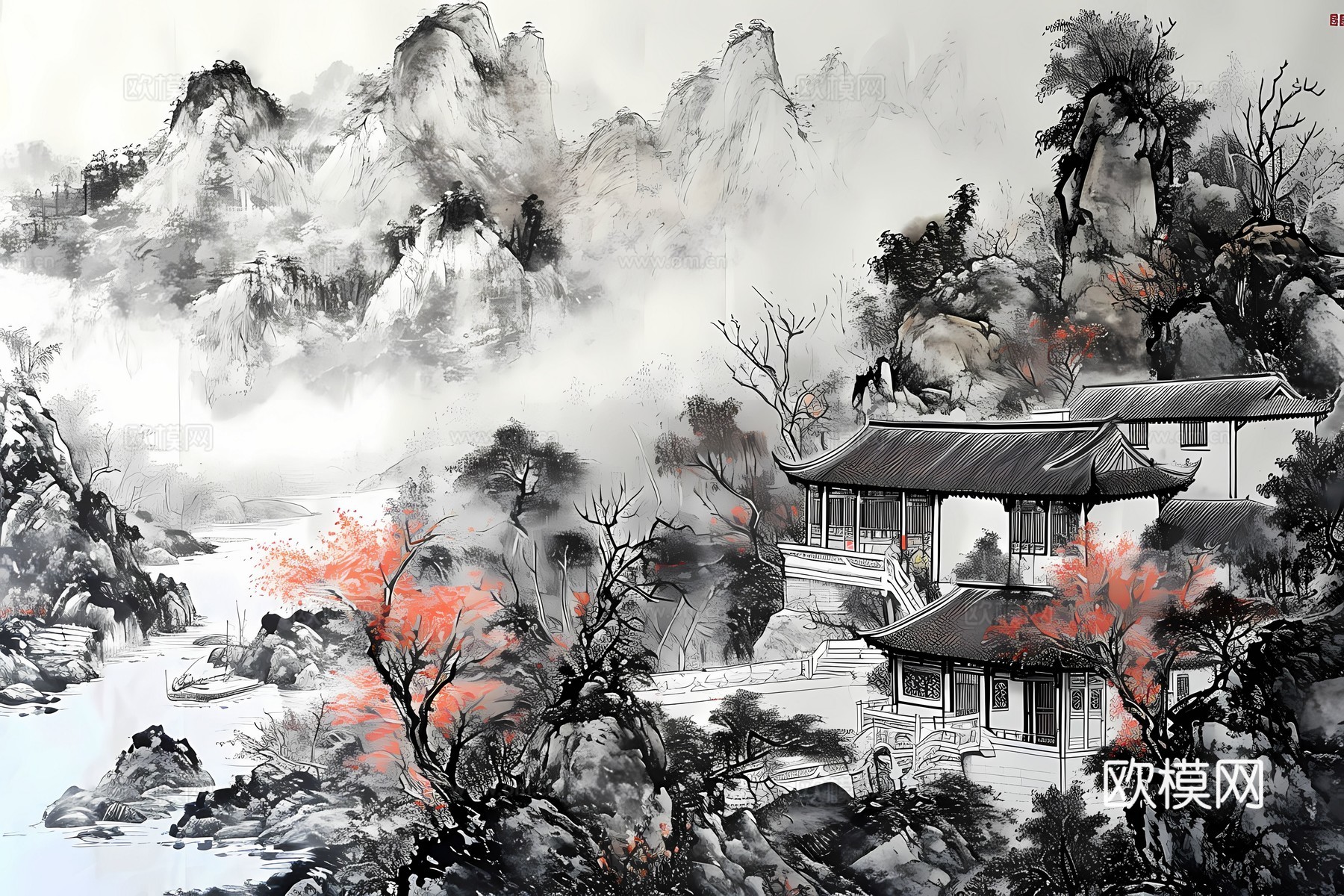 新中式国风壁纸壁画