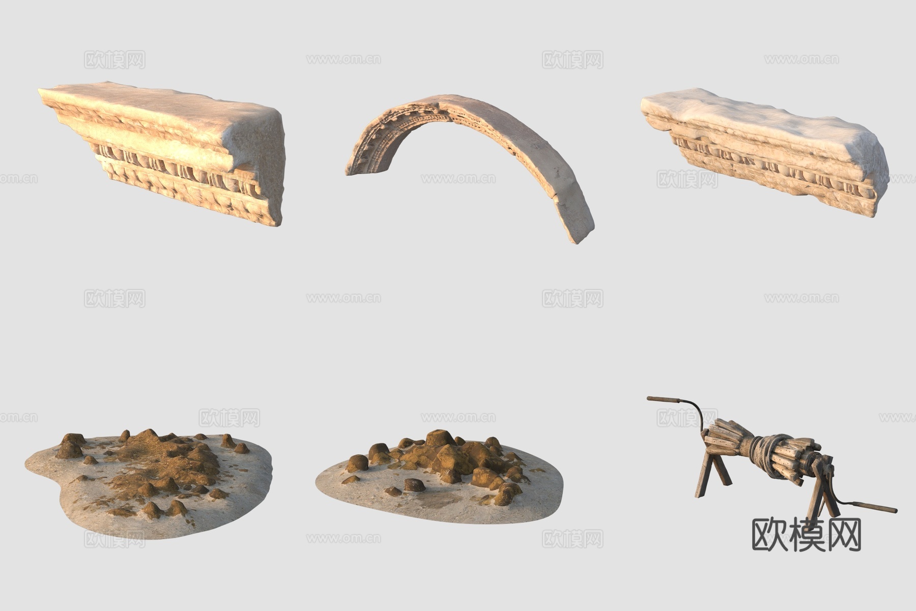 古代屋檐水井装置石堆3d模型