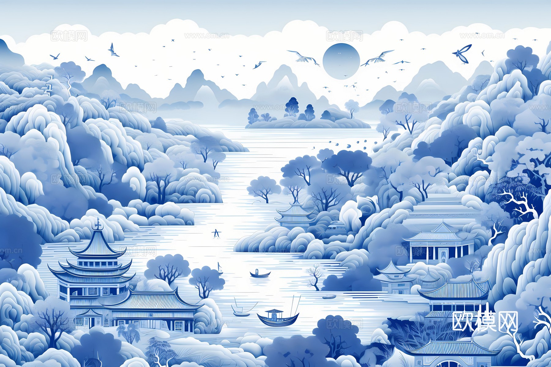 新中式国风壁纸壁画