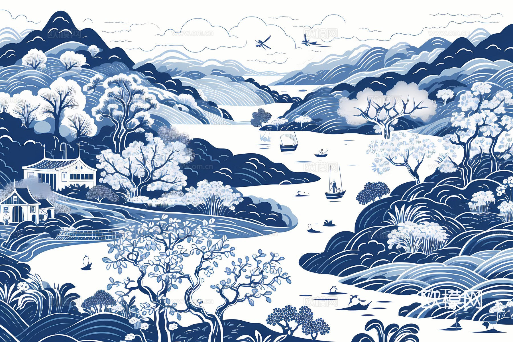 新中式国风壁纸壁画