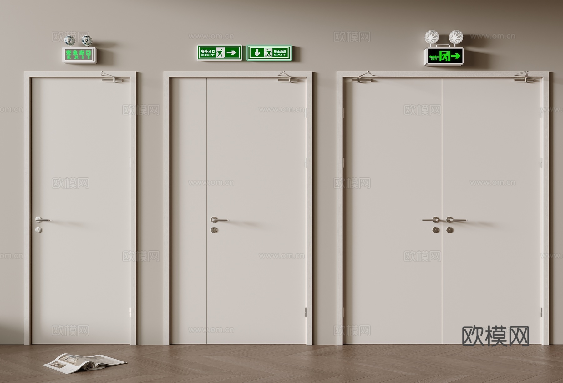 消防门 单开门 双开门3d模型