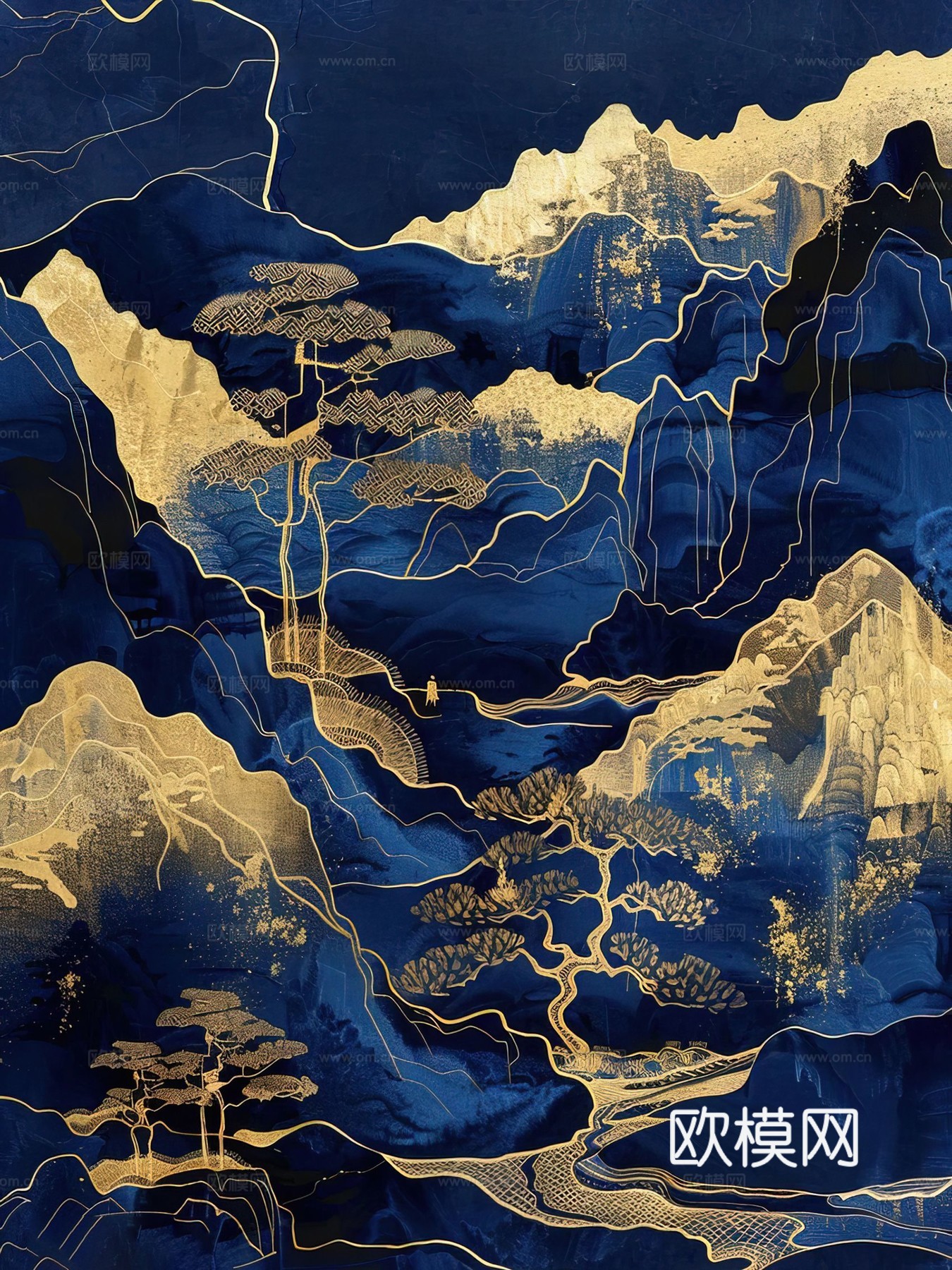 新中式国风壁纸壁画下载（渲染图3）