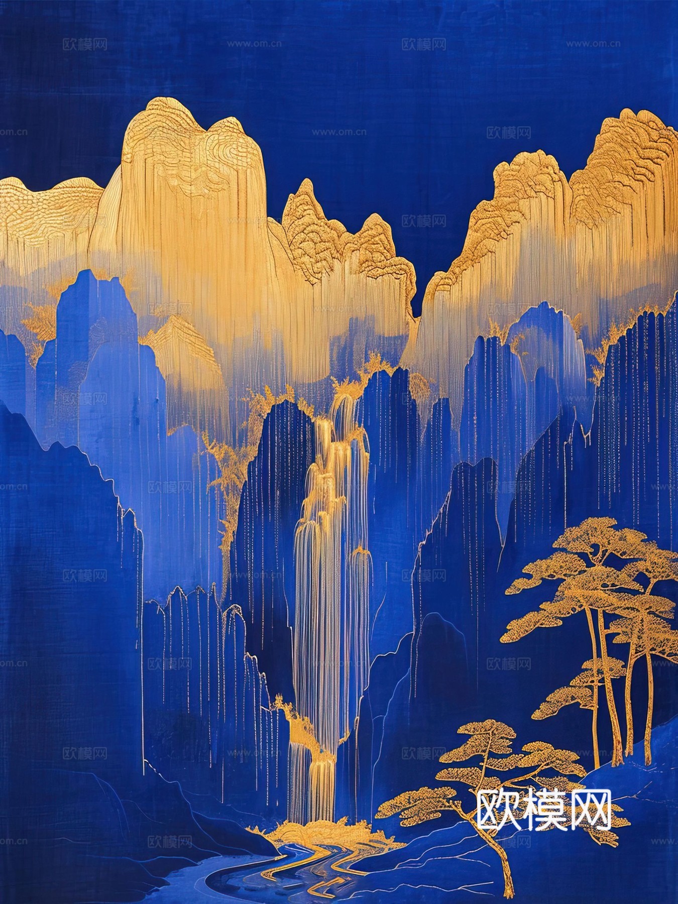 新中式国风壁纸壁画下载（渲染图6）