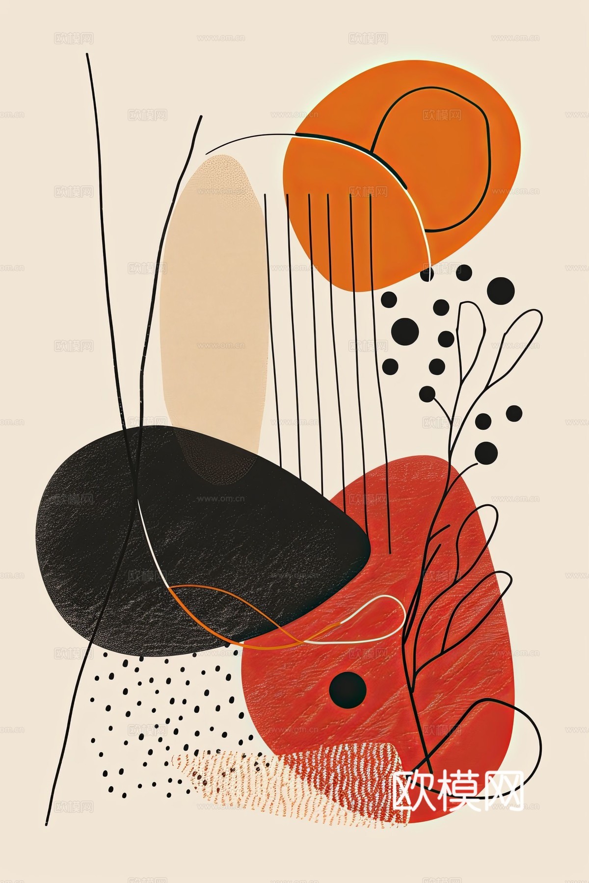 文艺小清新简约现代装饰画下载（渲染图7）