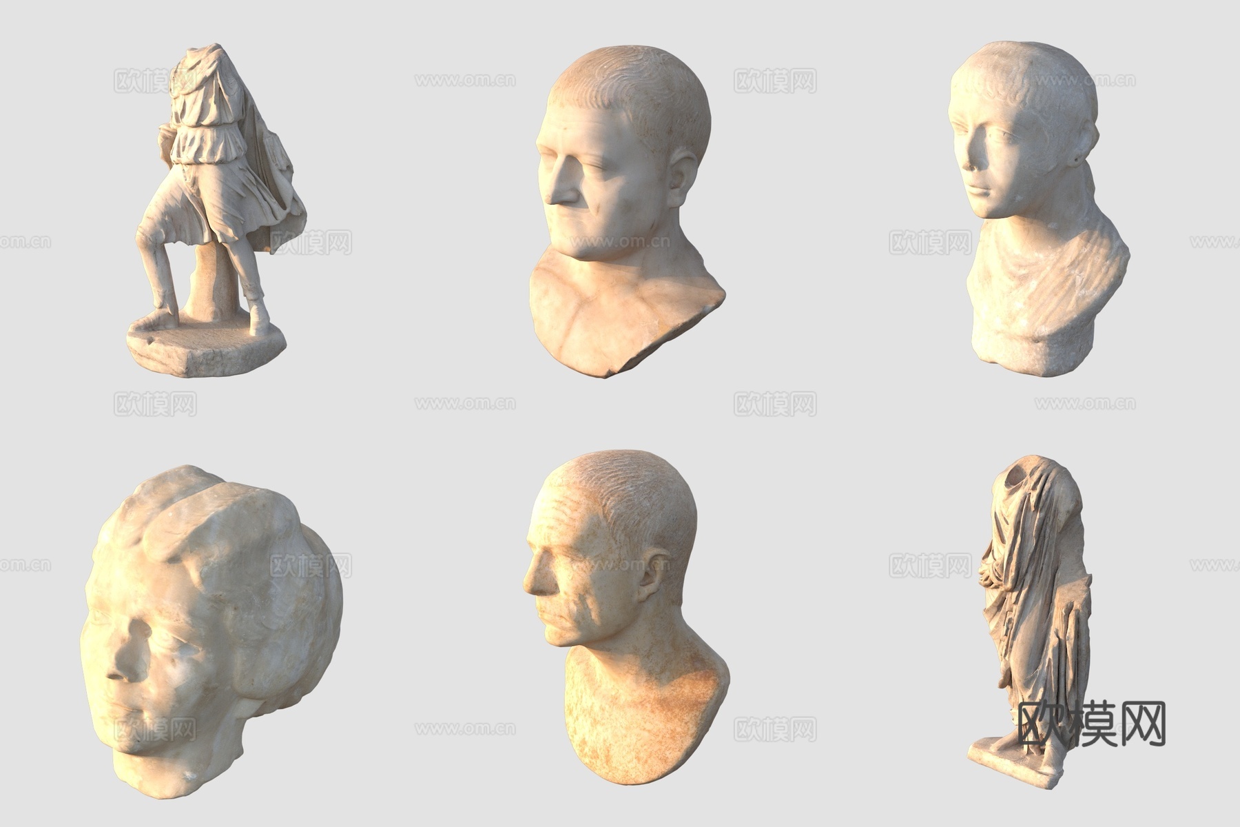 欧洲人像雕塑3d模型