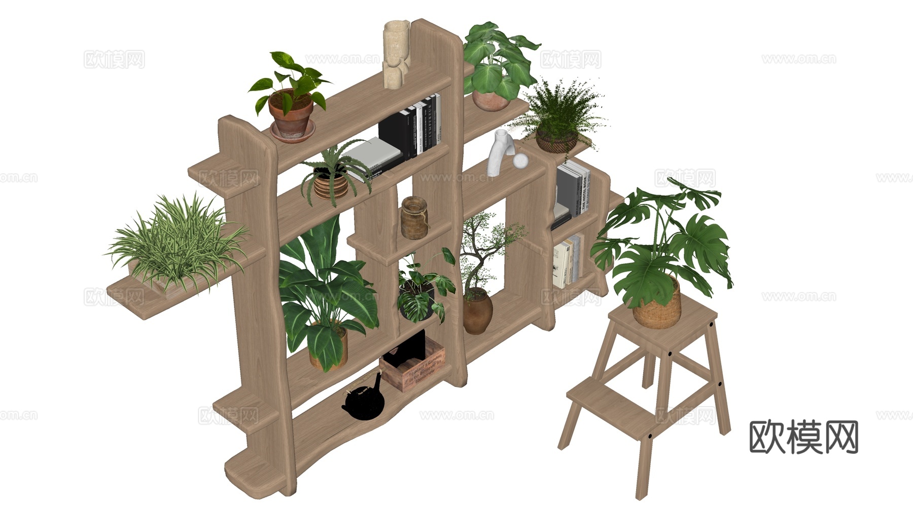 现代花架 置物架 盆景 植物装饰架su模型