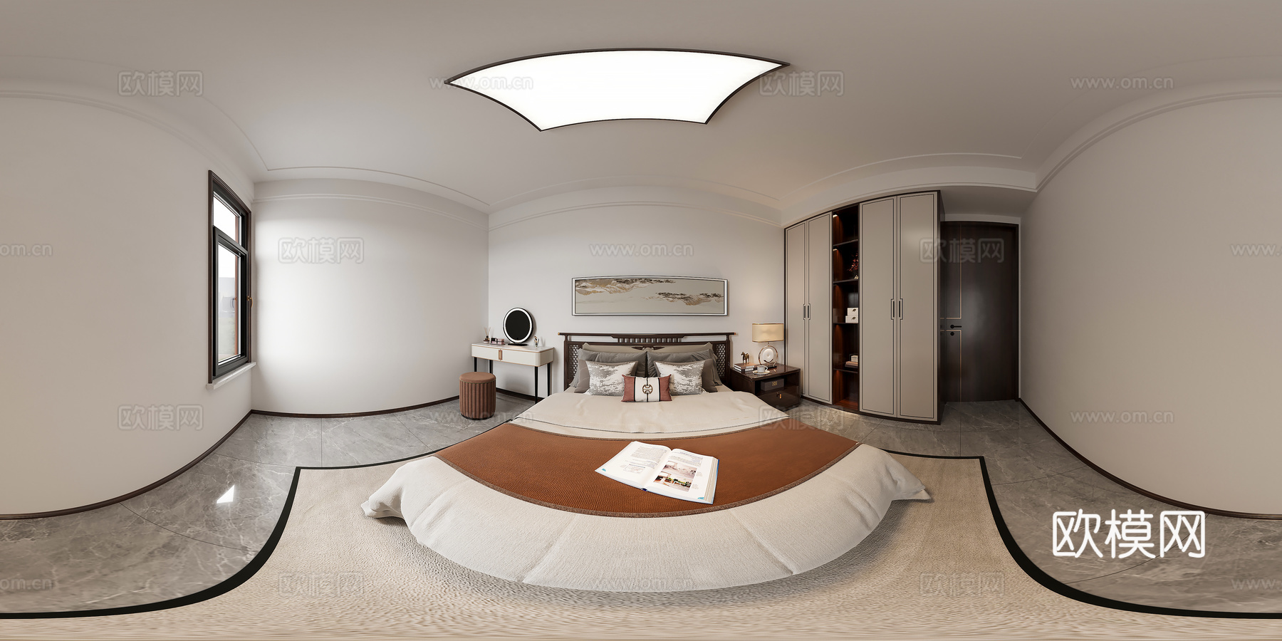CR新中式卧室含全景一张3d模型