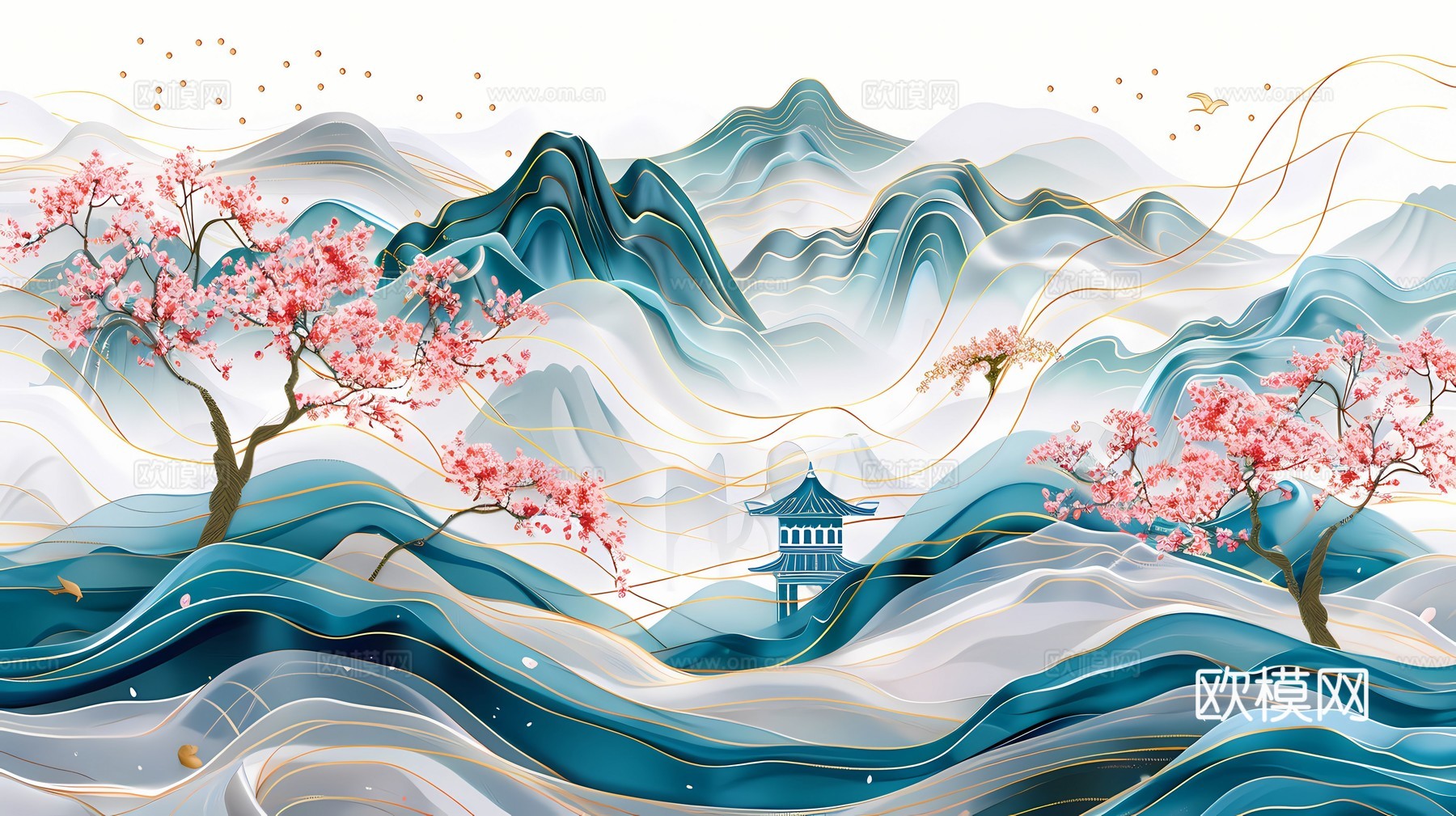 新中式国风壁纸壁画
