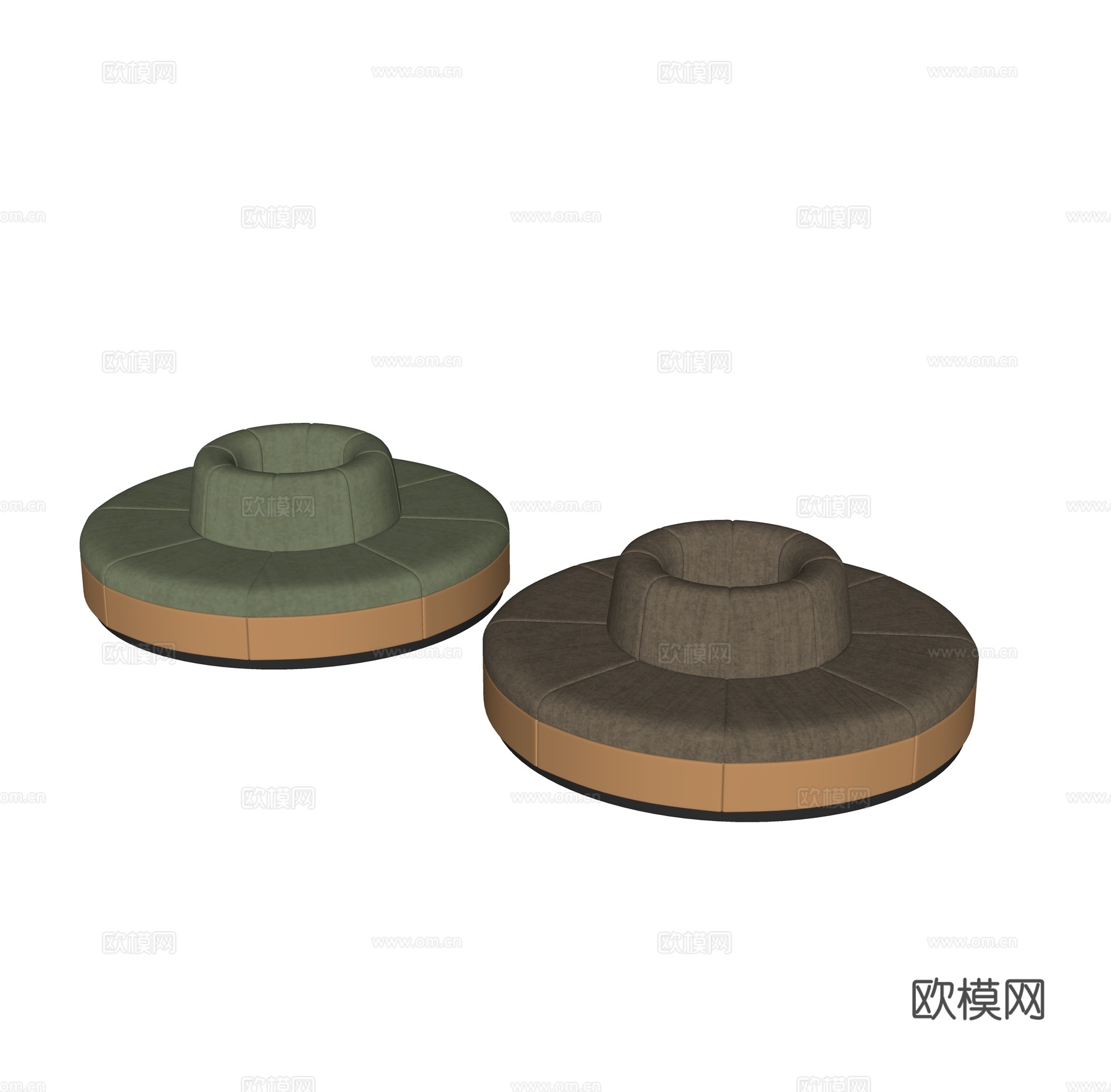 现代轻奢圆形卡座沙发su模型