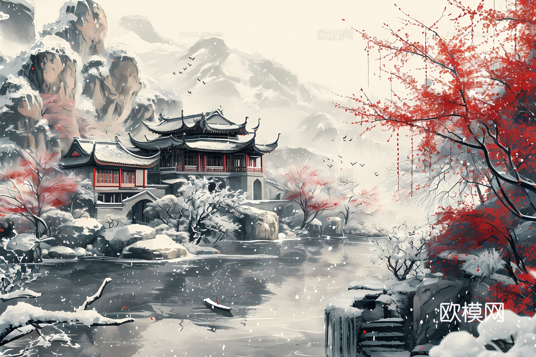 新中式国风壁纸壁画