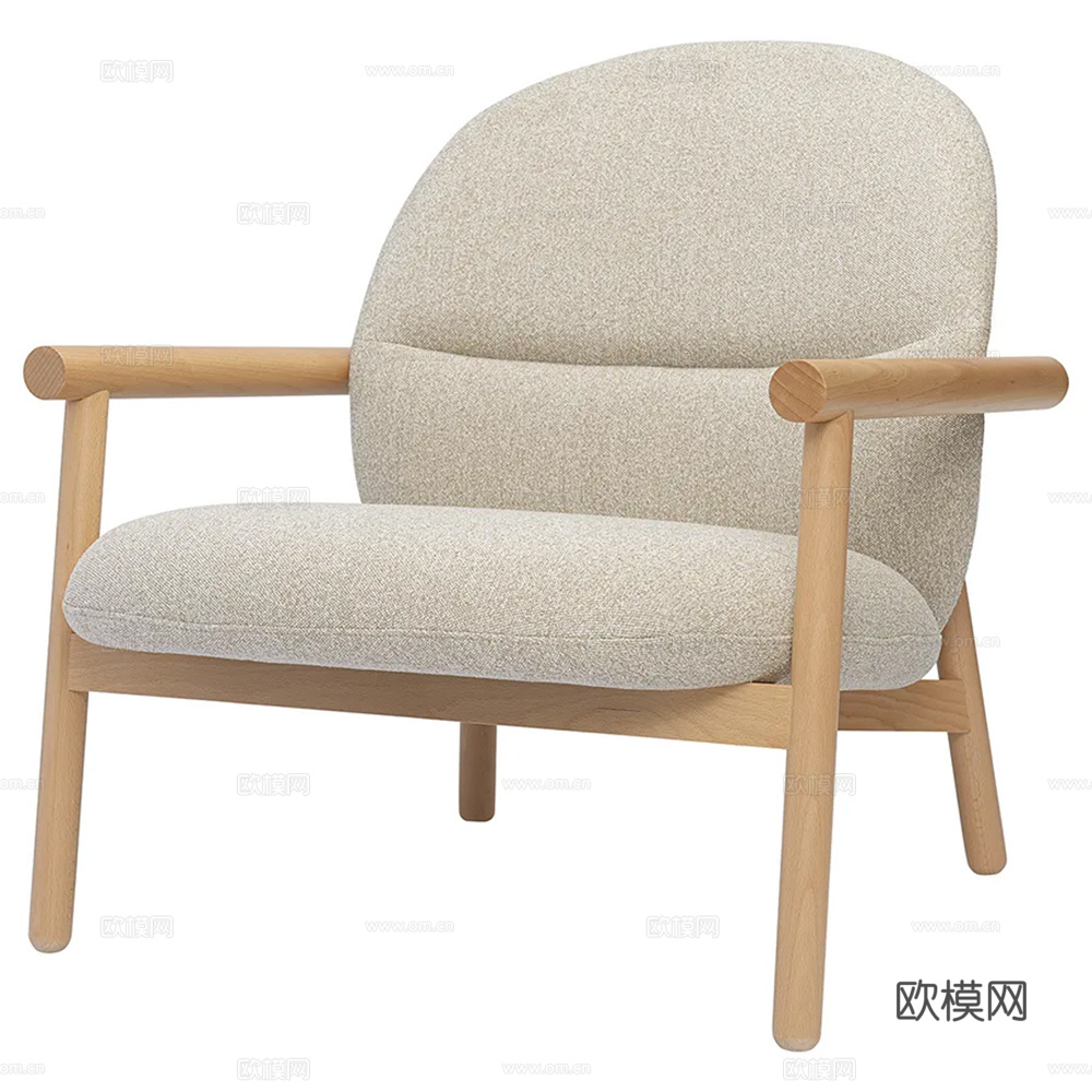 奶油风休闲椅 单椅3d模型
