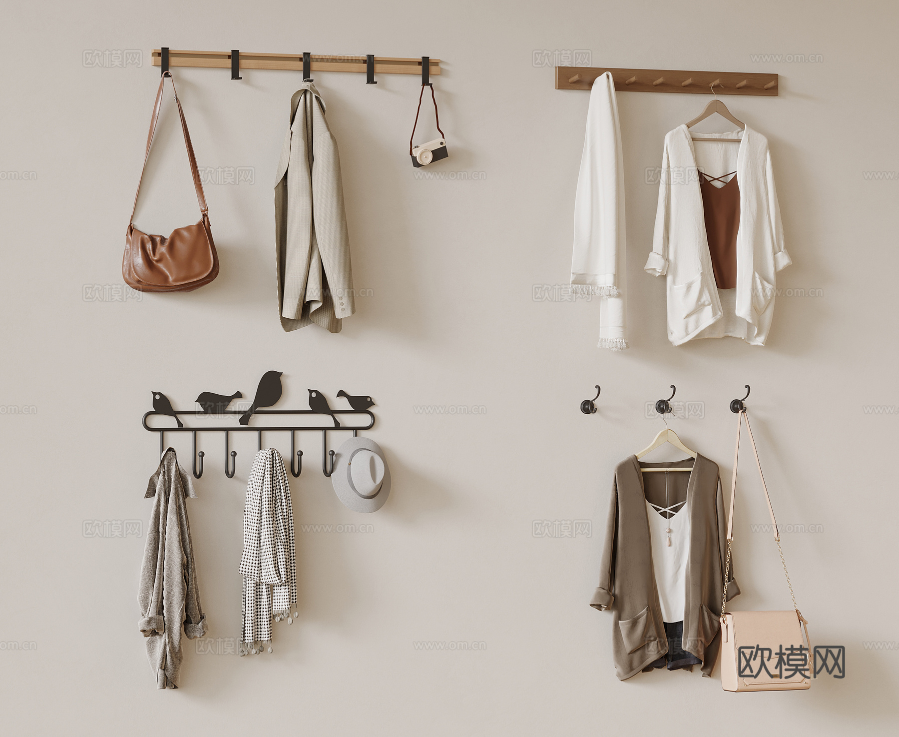 现代挂衣钩 衣服 生活用品3d模型