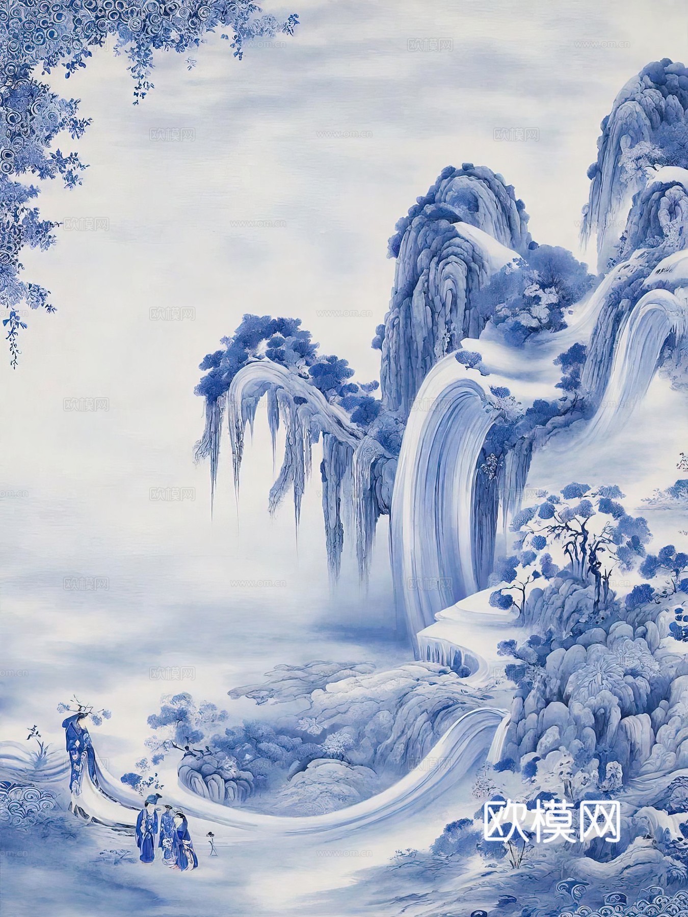 新中式国风壁纸壁画下载（渲染图2）