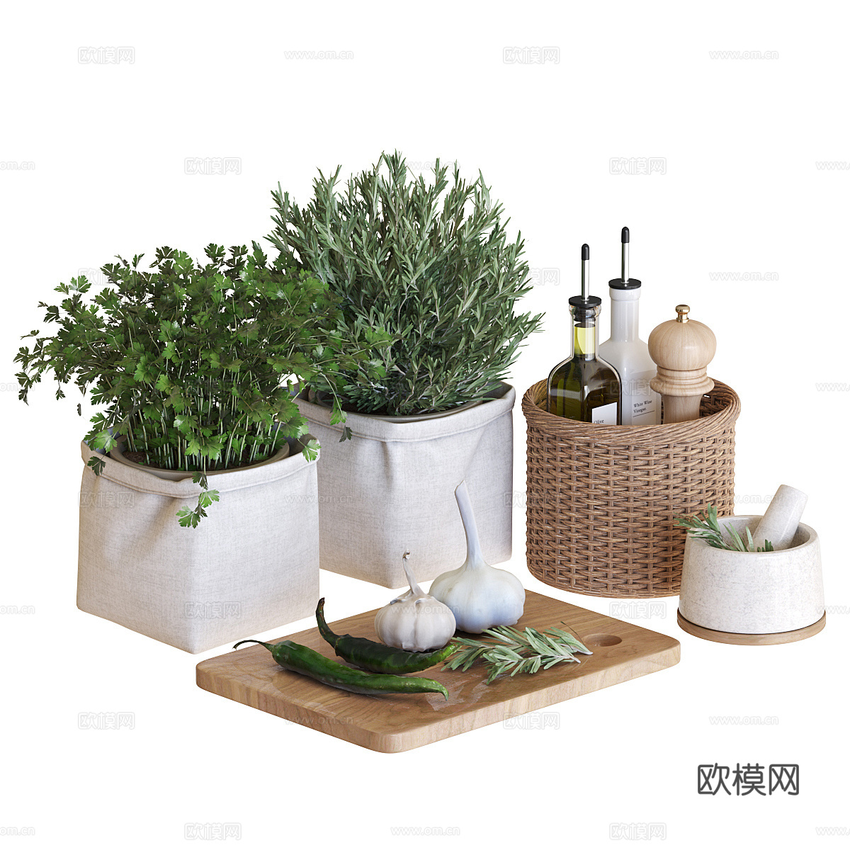 厨房摆件组合3d模型