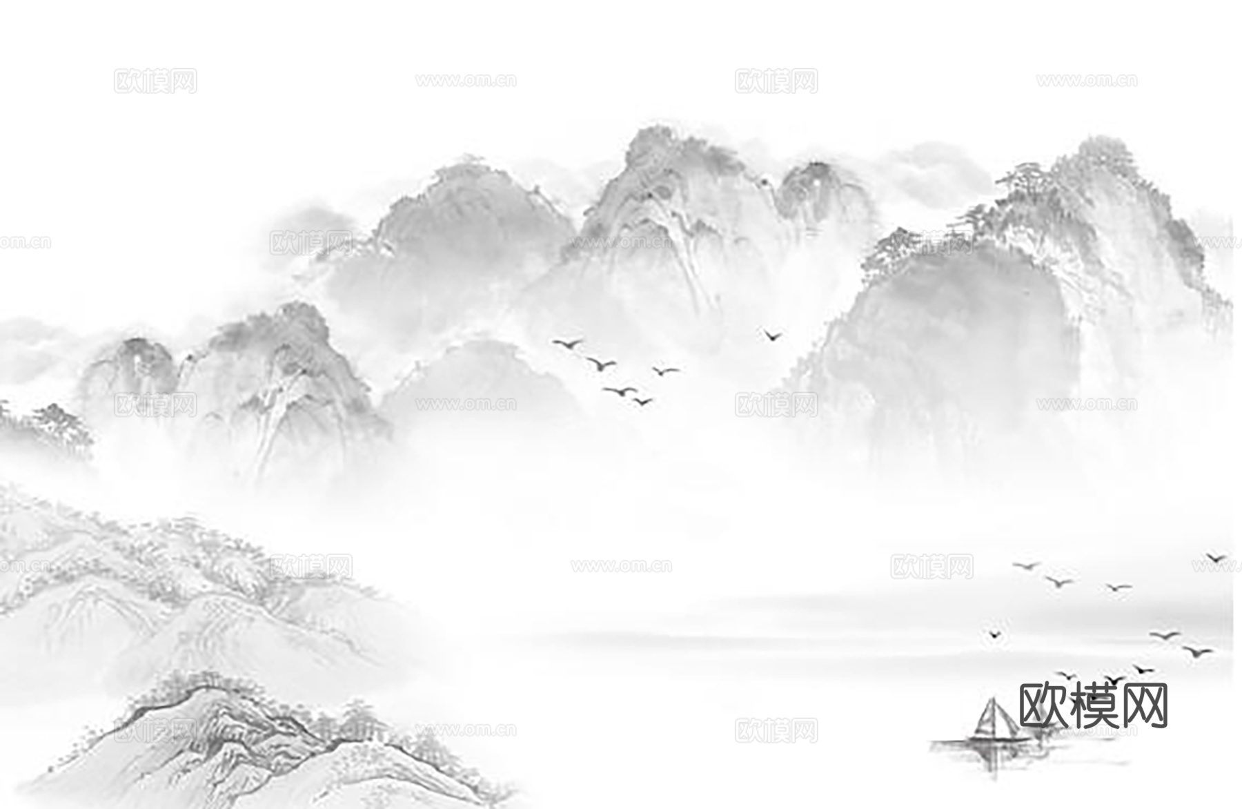 新中式山水壁画