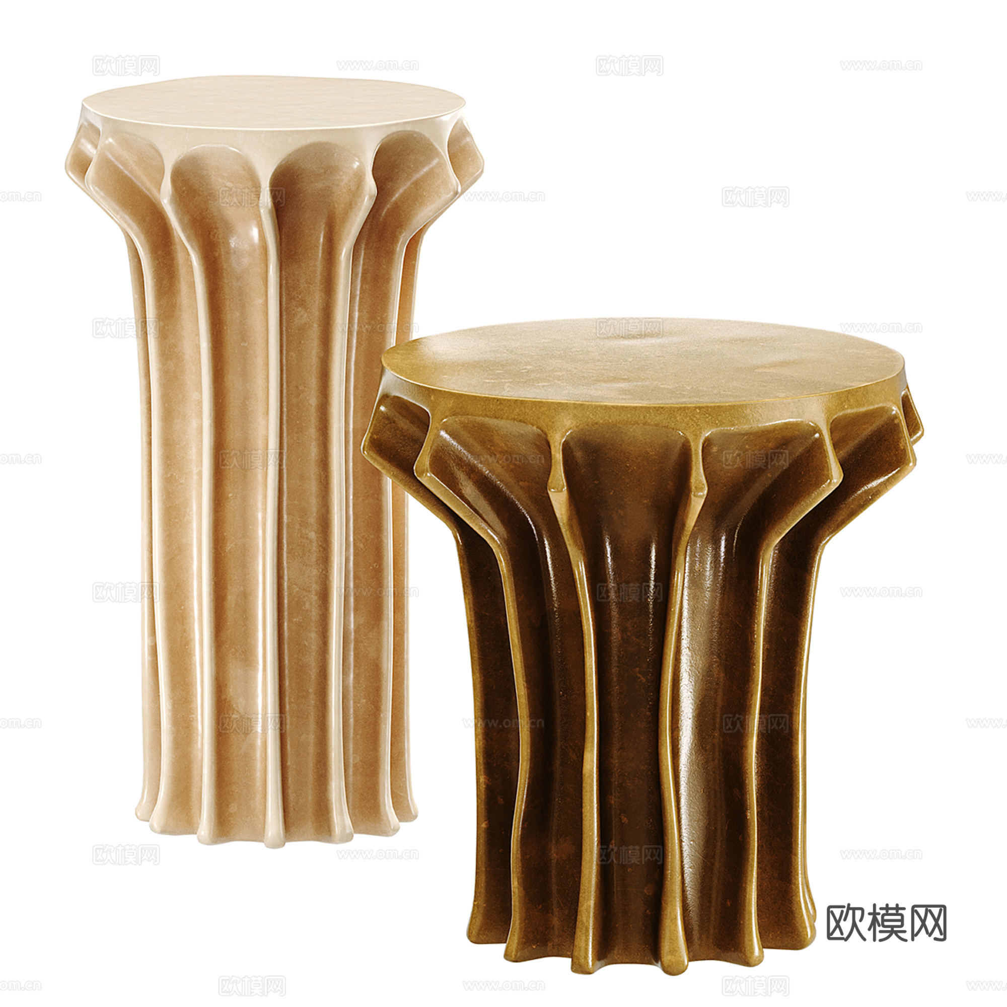 现代异形边几 圆几 角几 沙发凳su模型