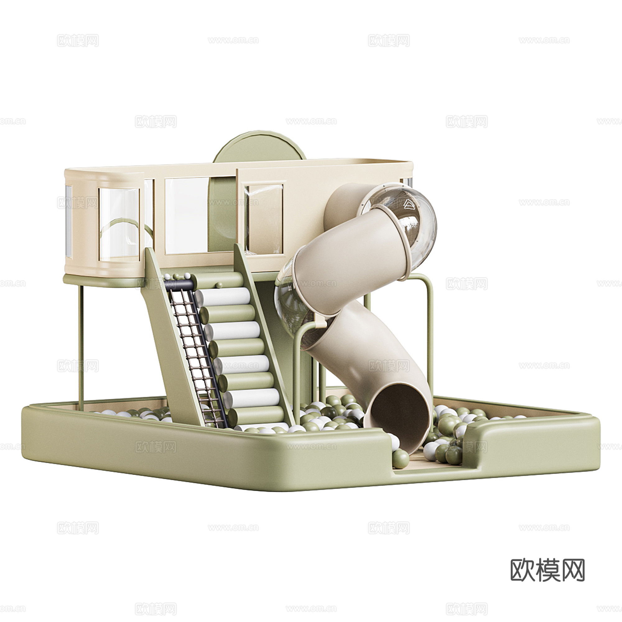 现代儿童玩乐区 泡泡池su模型
