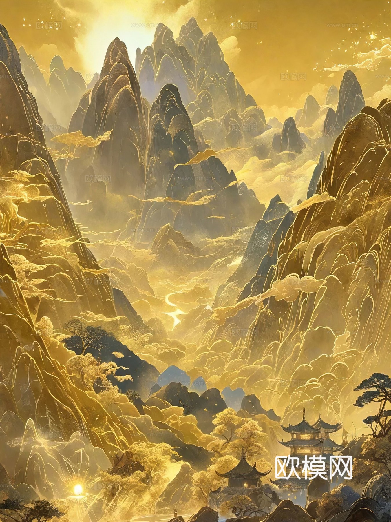 新中式国风壁纸壁画