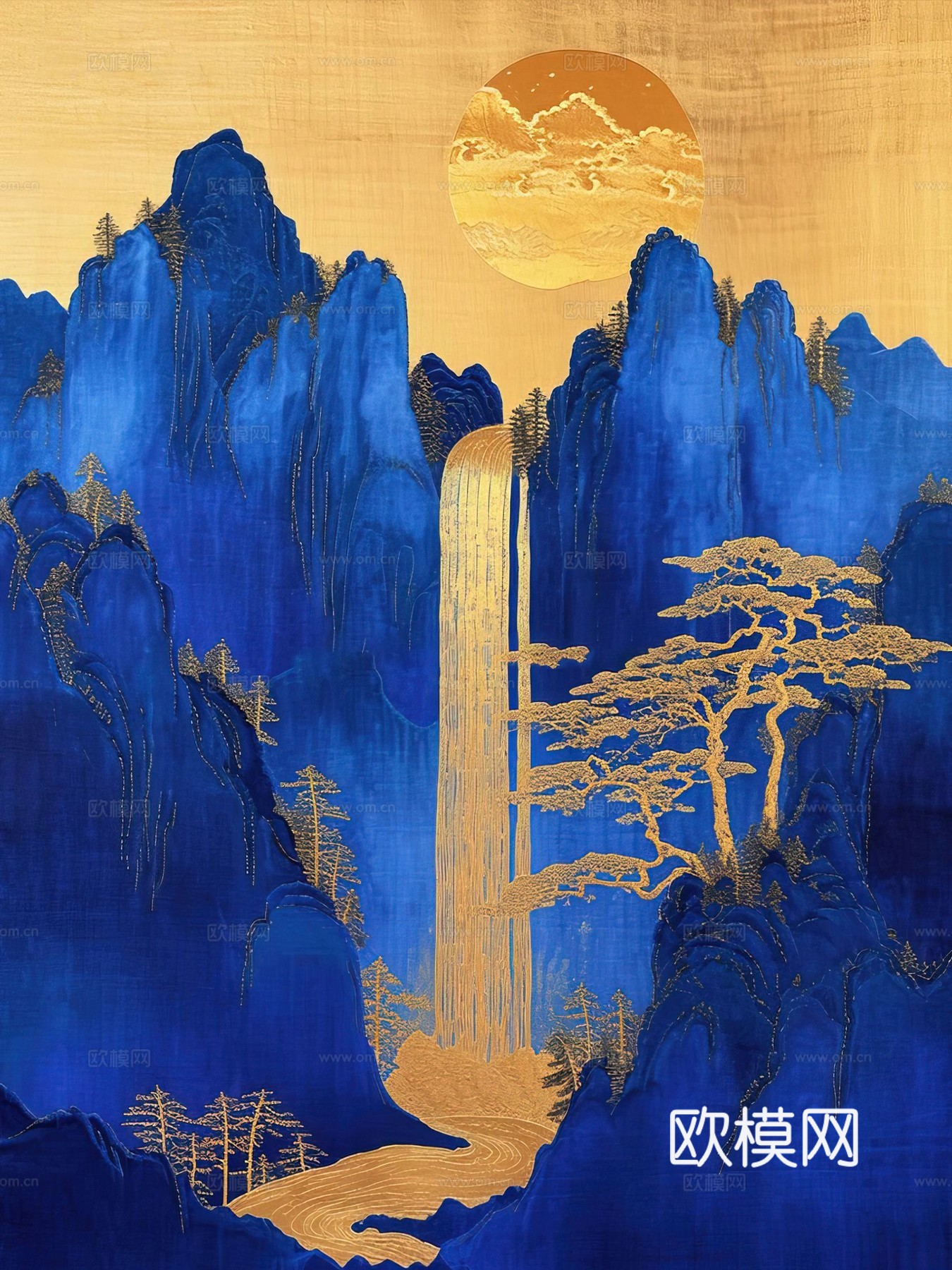 新中式国风壁纸壁画下载（渲染图7）