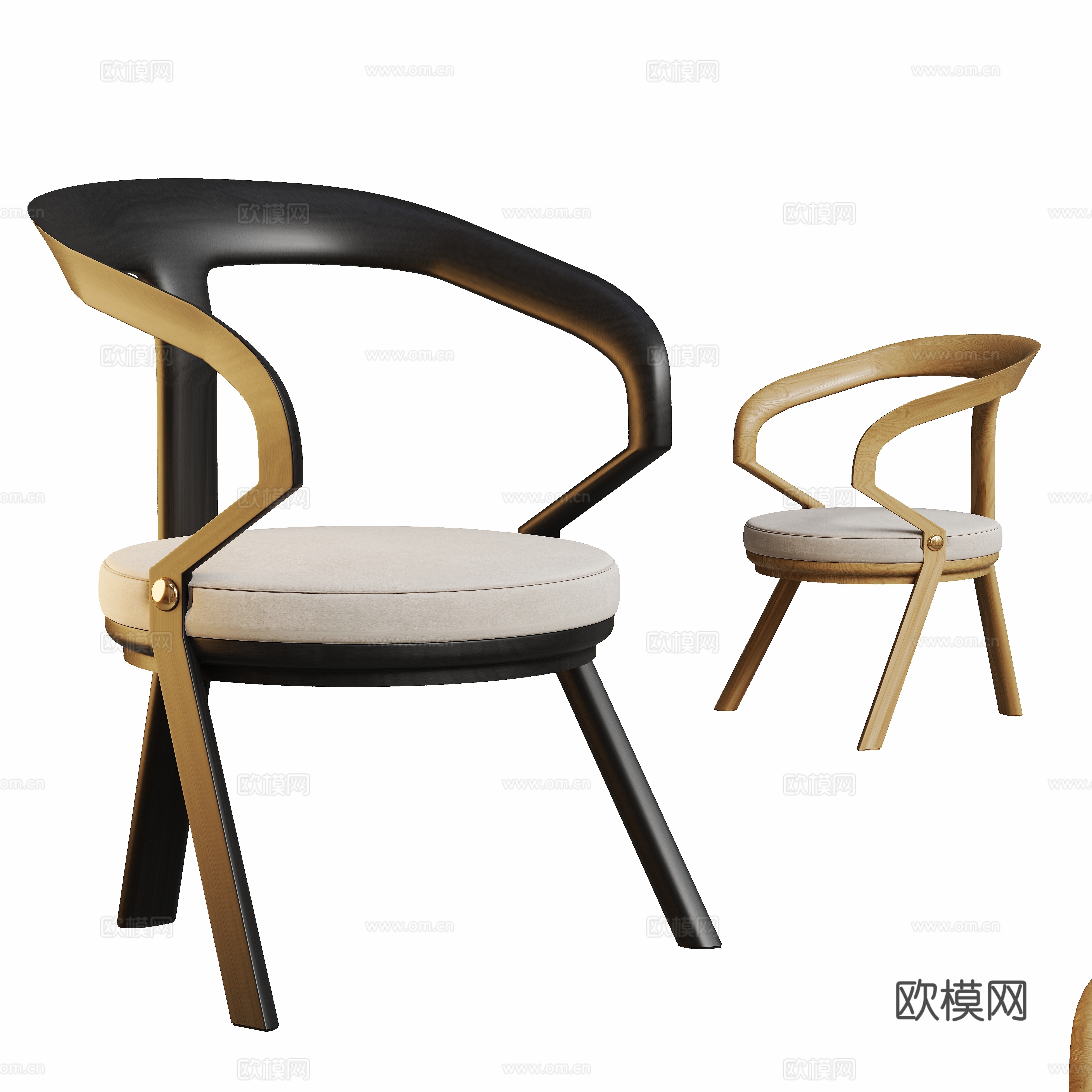 现代中古餐椅su模型