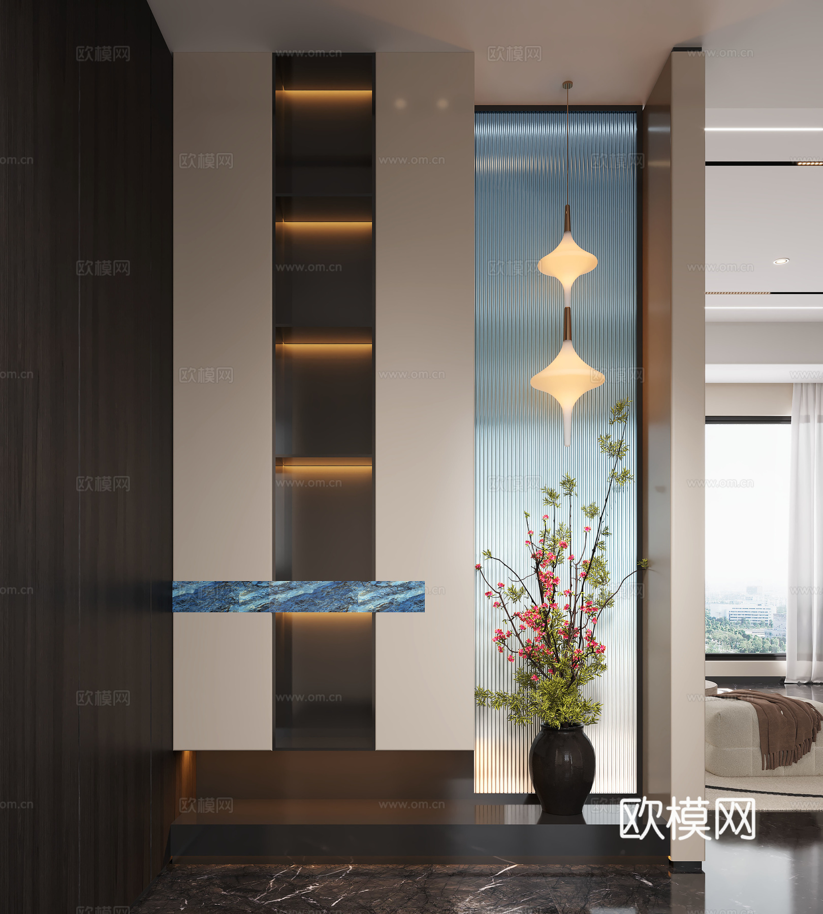 现代玄关背景墙 背景墙 装饰性玄关3d模型