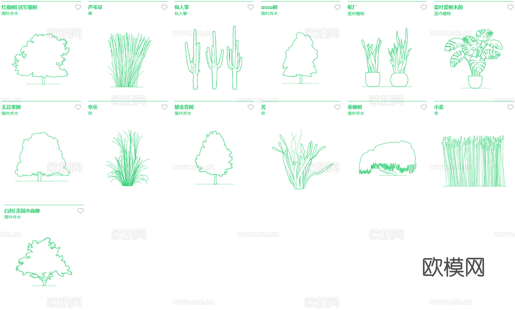 植物-矢量线稿合集cad施工图