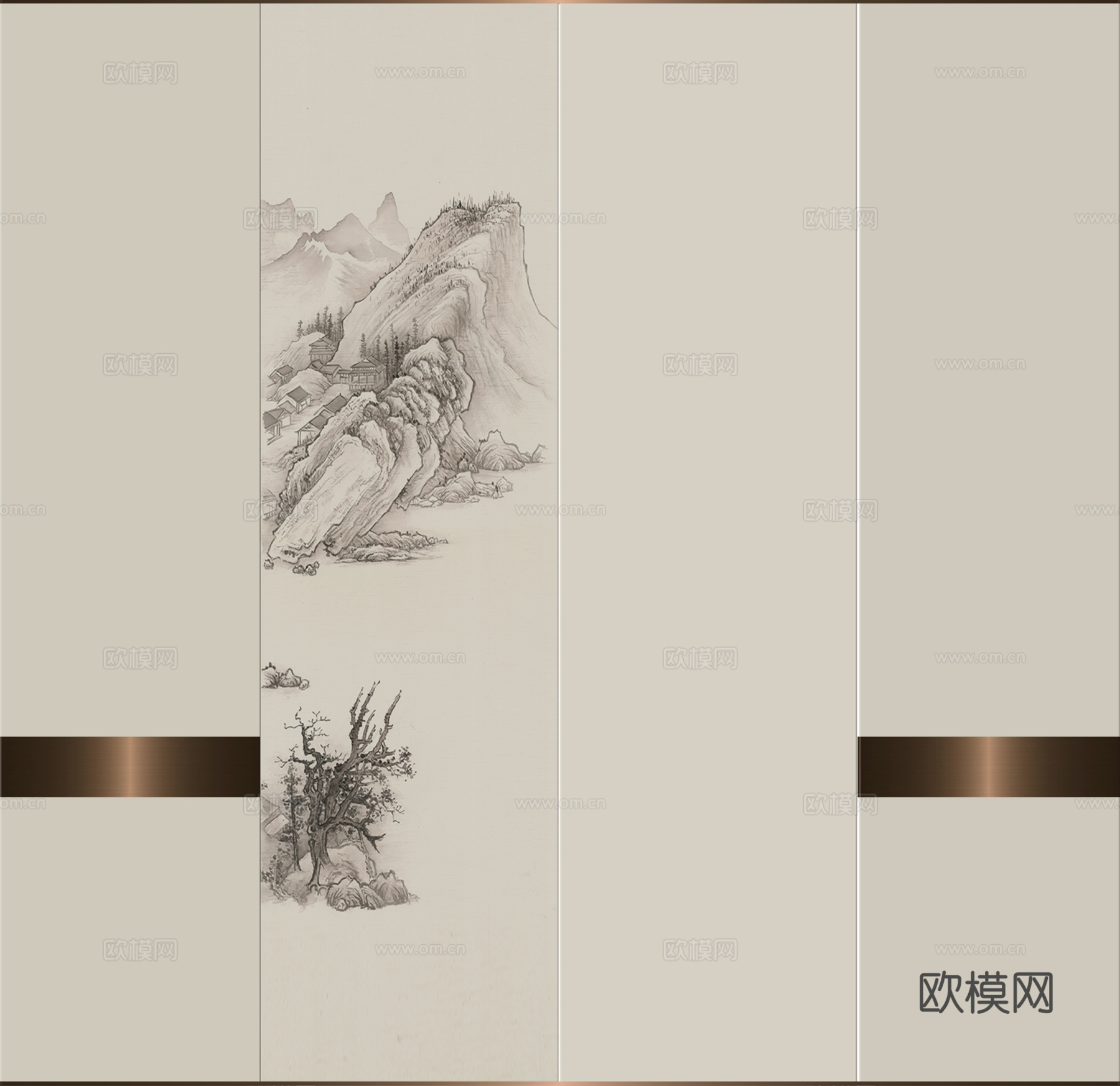 中式背景墙贴图