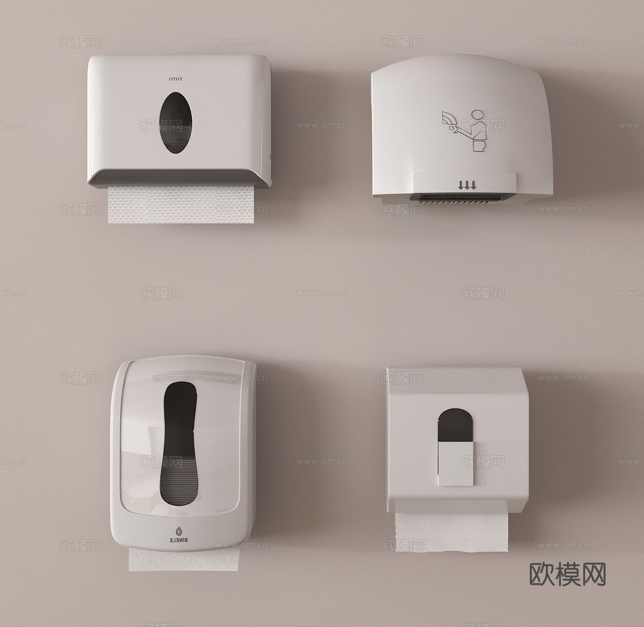 壁挂式纸巾盒 抽纸盒 干手机su模型