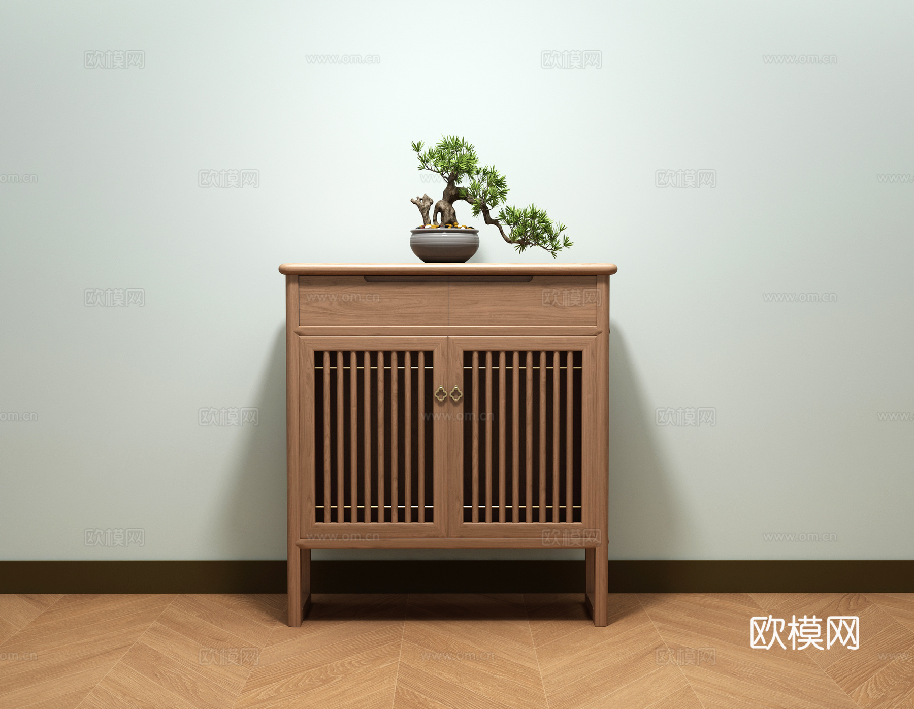 新中式玄关柜3d模型