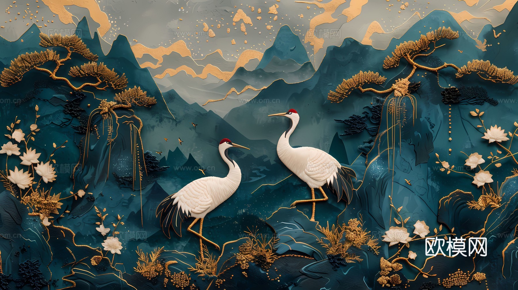 新中式国风壁纸壁画