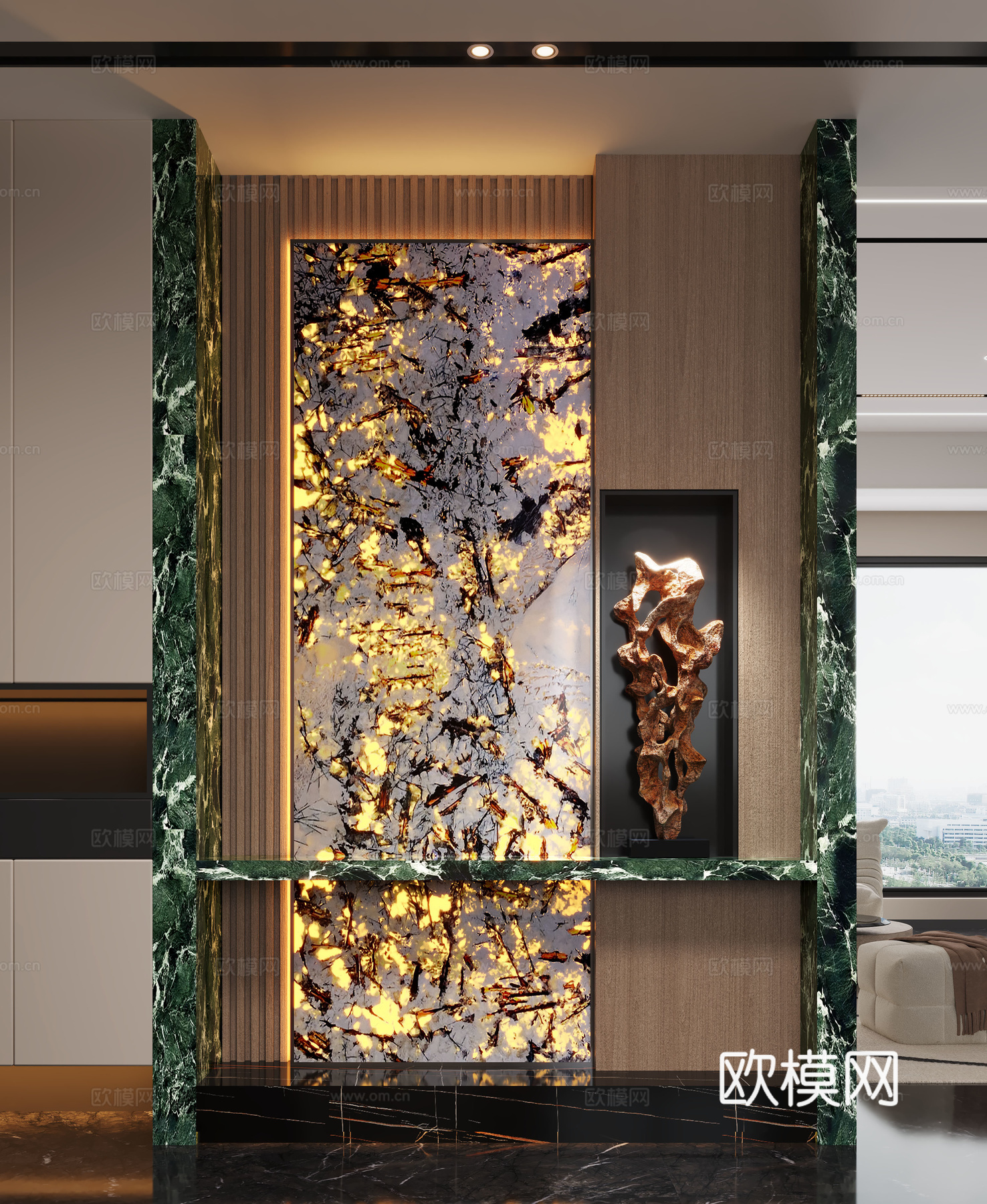 现代玄关背景墙 背景墙 装饰性玄关3d模型