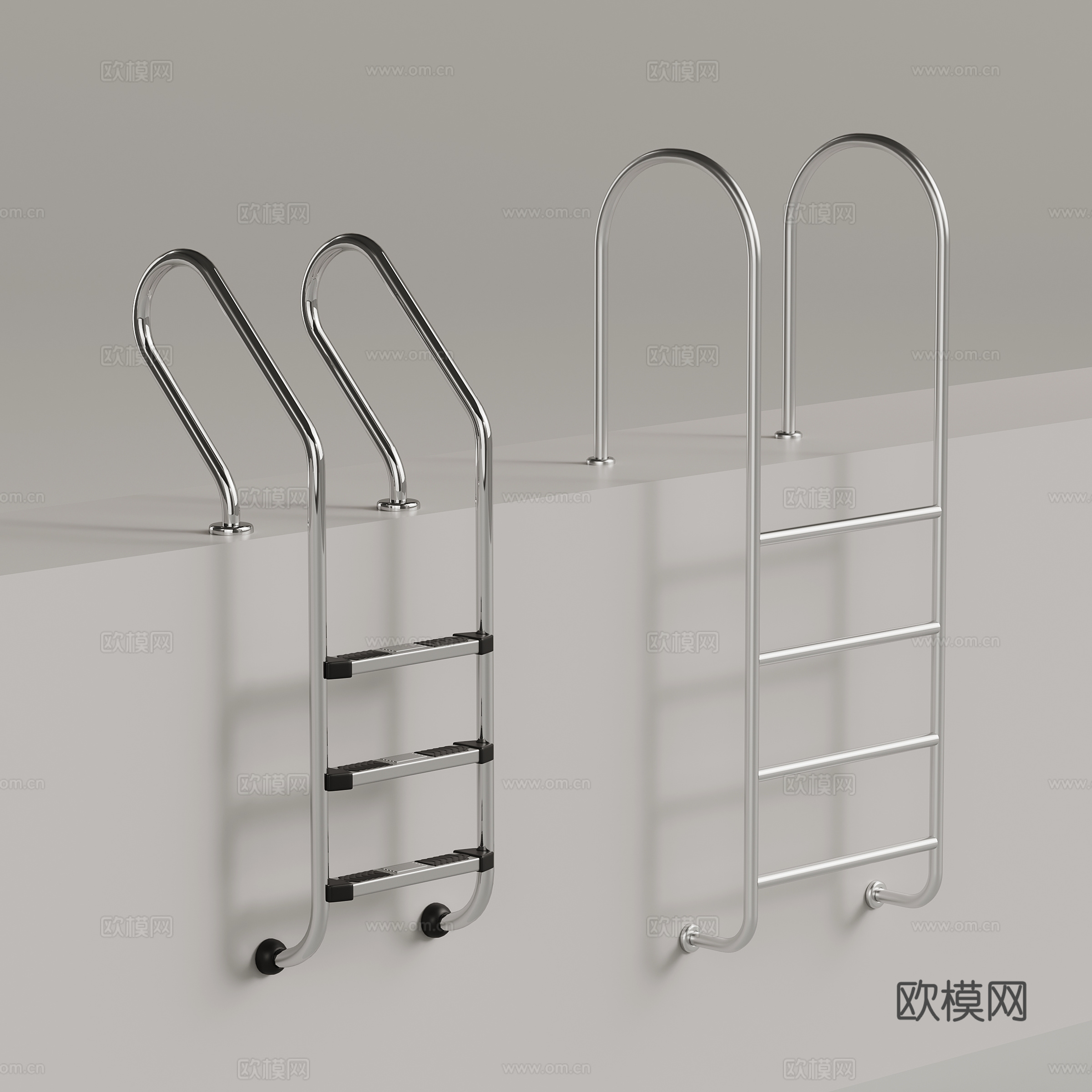 泳池梯子 扶手3d模型