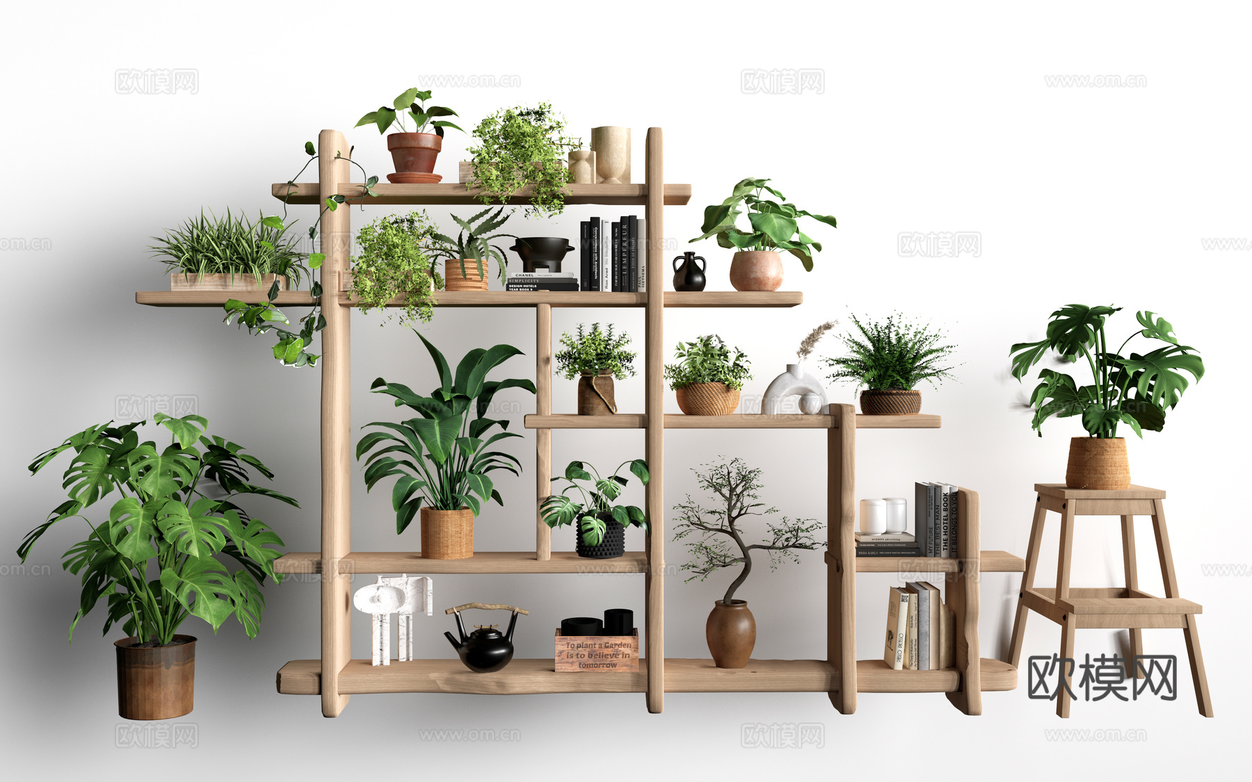 现代花架 置物架 盆景 植物装饰架su模型
