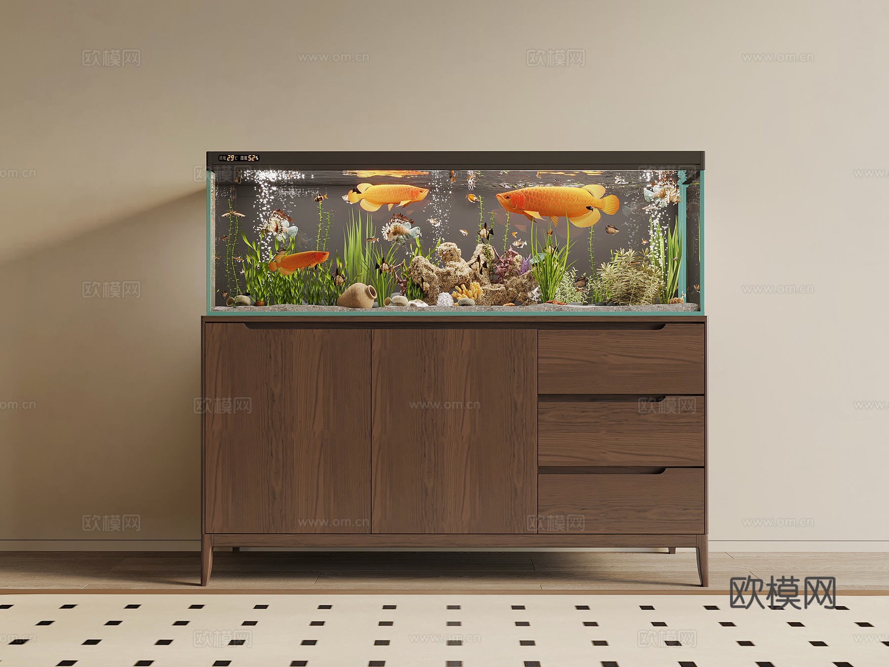 鱼缸 现代鱼缸 水族3d模型