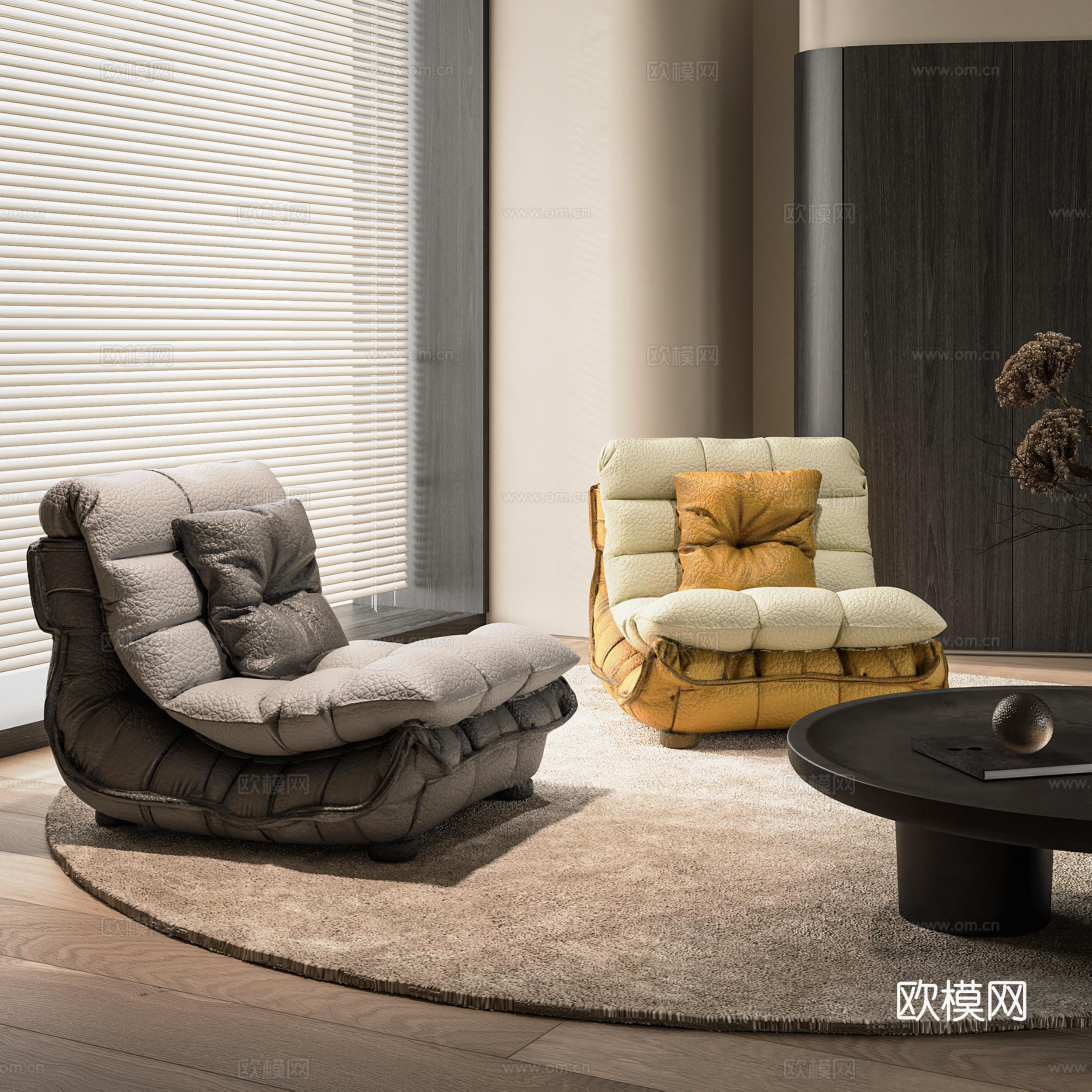 现代休闲椅 亚克力休闲椅 沙发椅 布艺休闲椅 扶手椅su模型