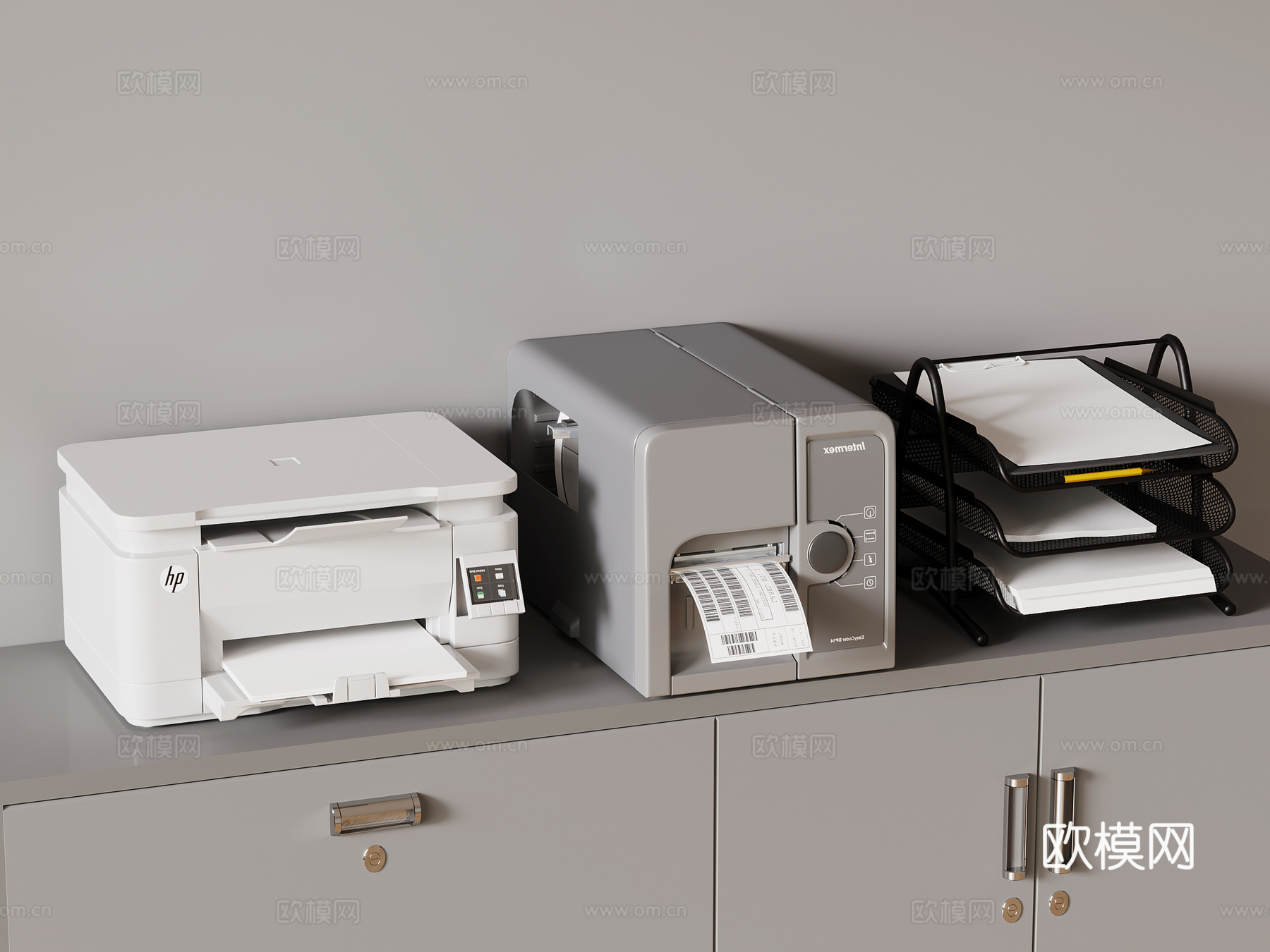 打印机 碎纸机 置物架 办公用品3d模型
