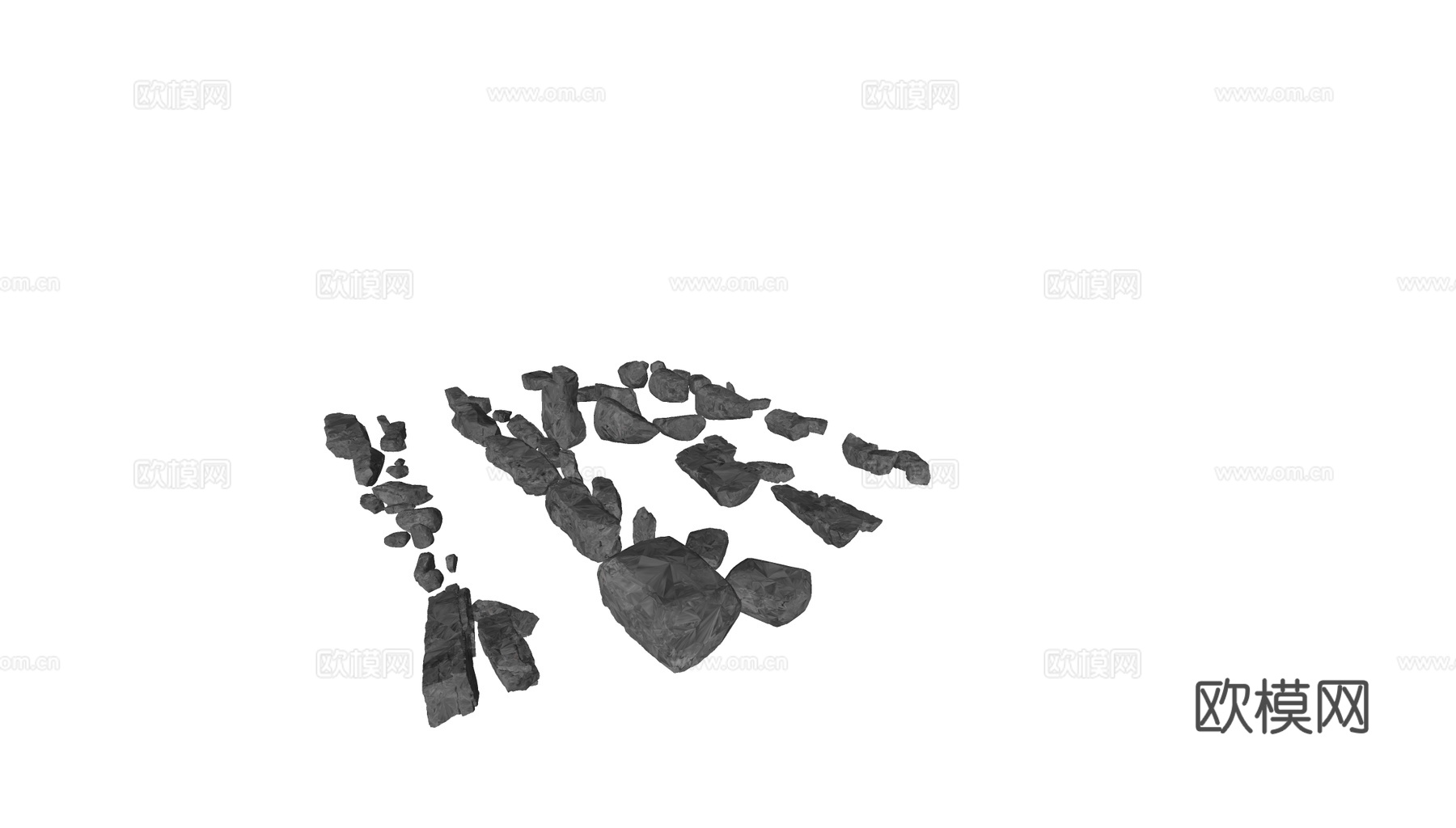 现代石头 新中式庭院石头 庭院小品 石头景观 庭院石头造景su模型