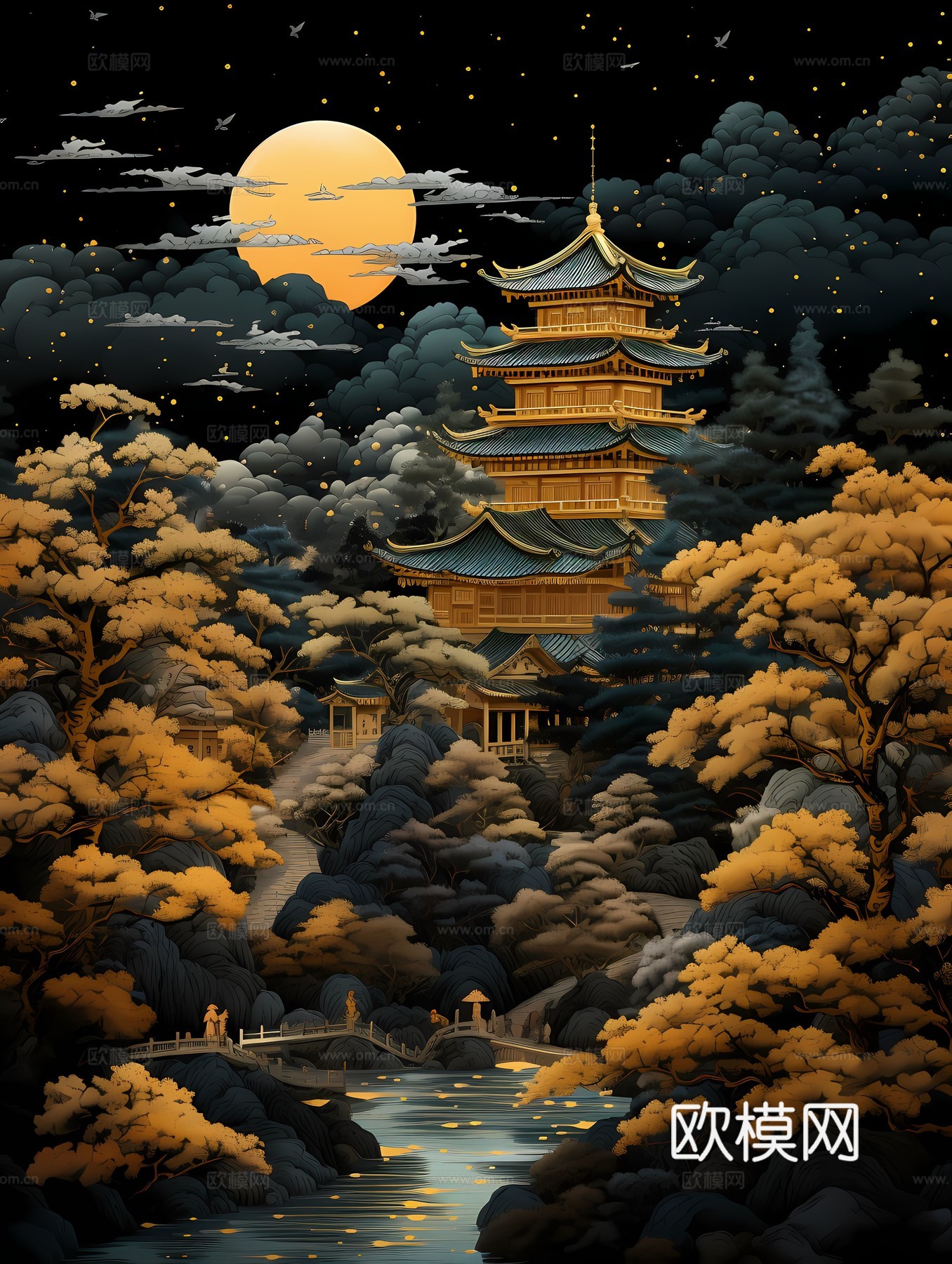 新中式国风壁纸壁画