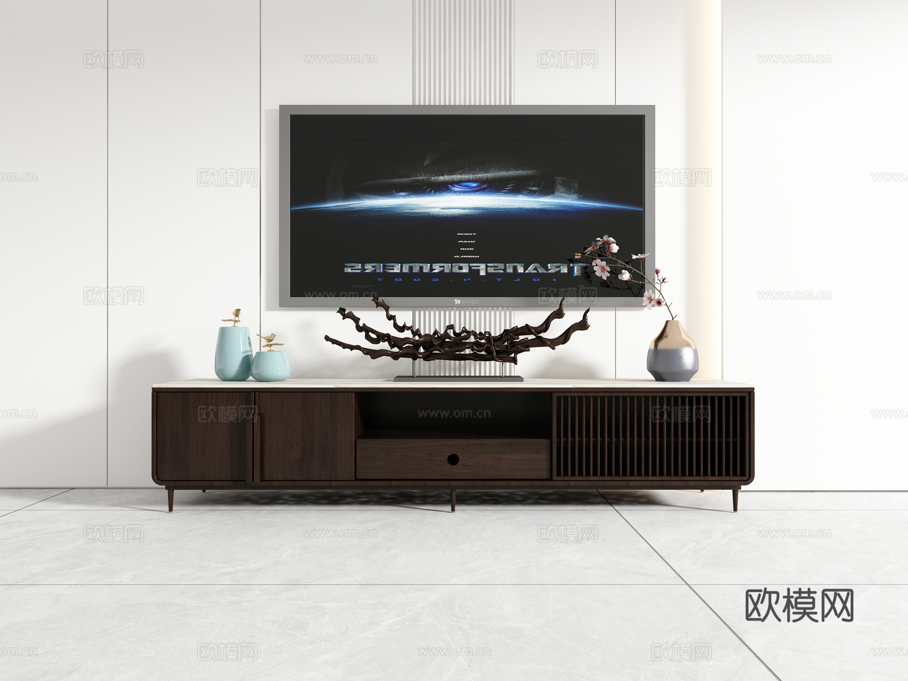 中式电视柜3d模型下载