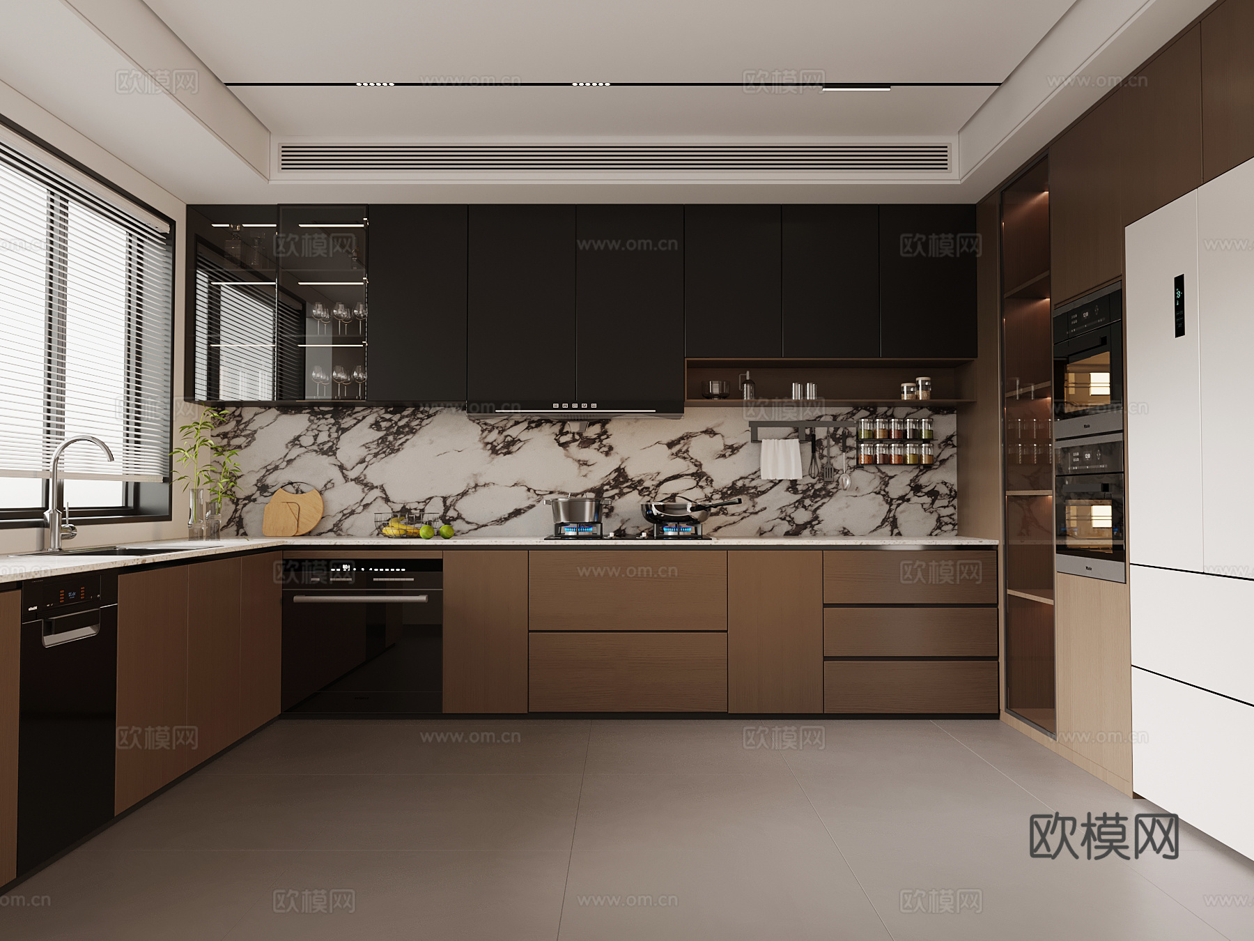 现代意式厨房3d模型