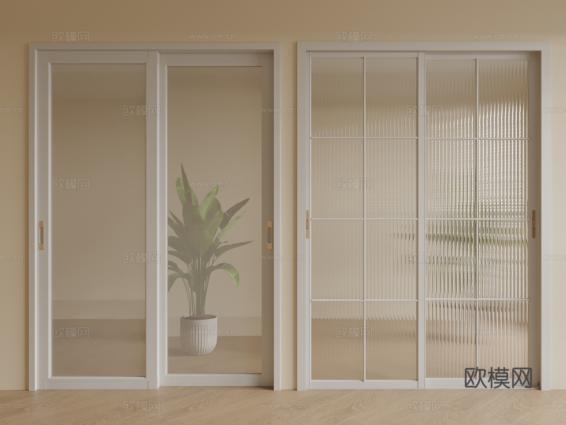 现代玻璃推拉门 长虹玻璃推拉门3d模型