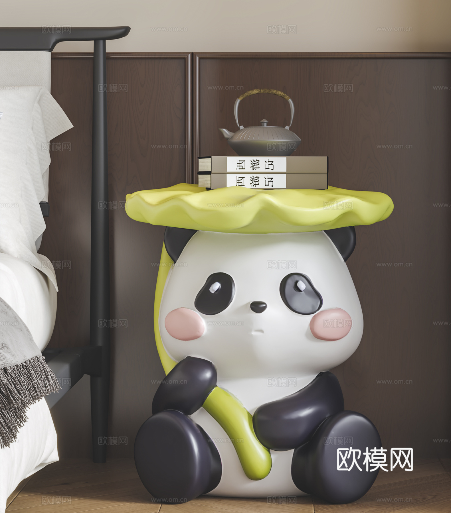 新中式熊猫边几3d模型