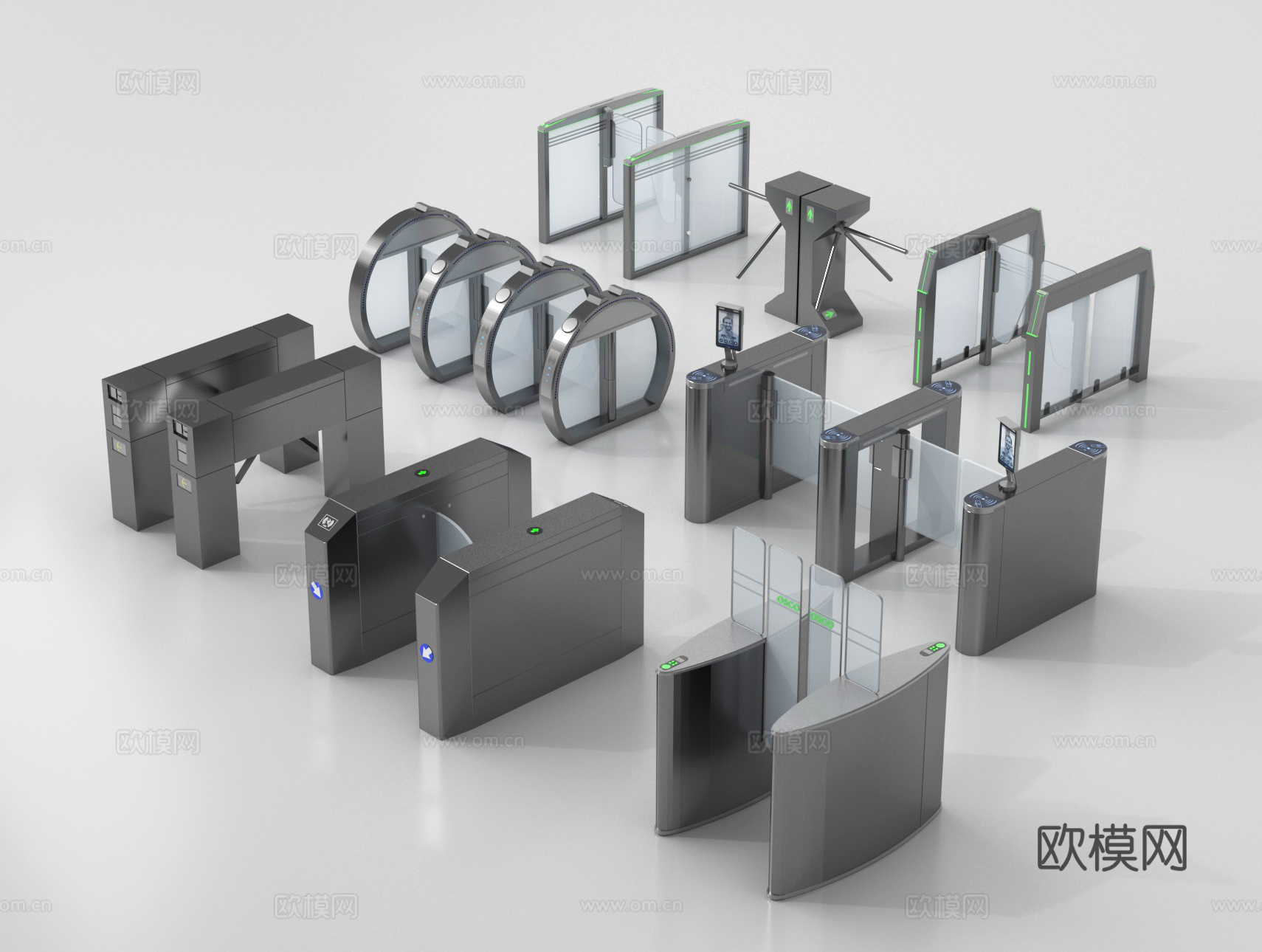安检口 安检机 闸机 感应门3d模型