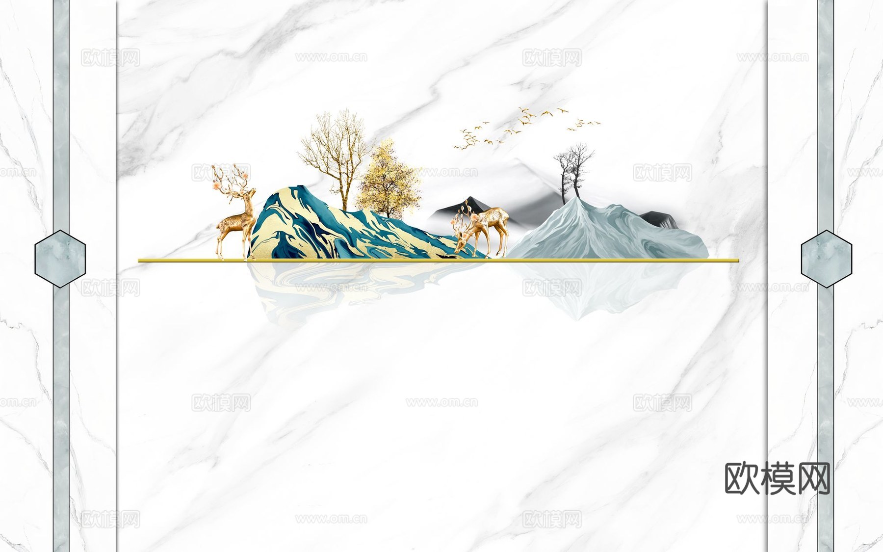 新中式山水壁纸壁画