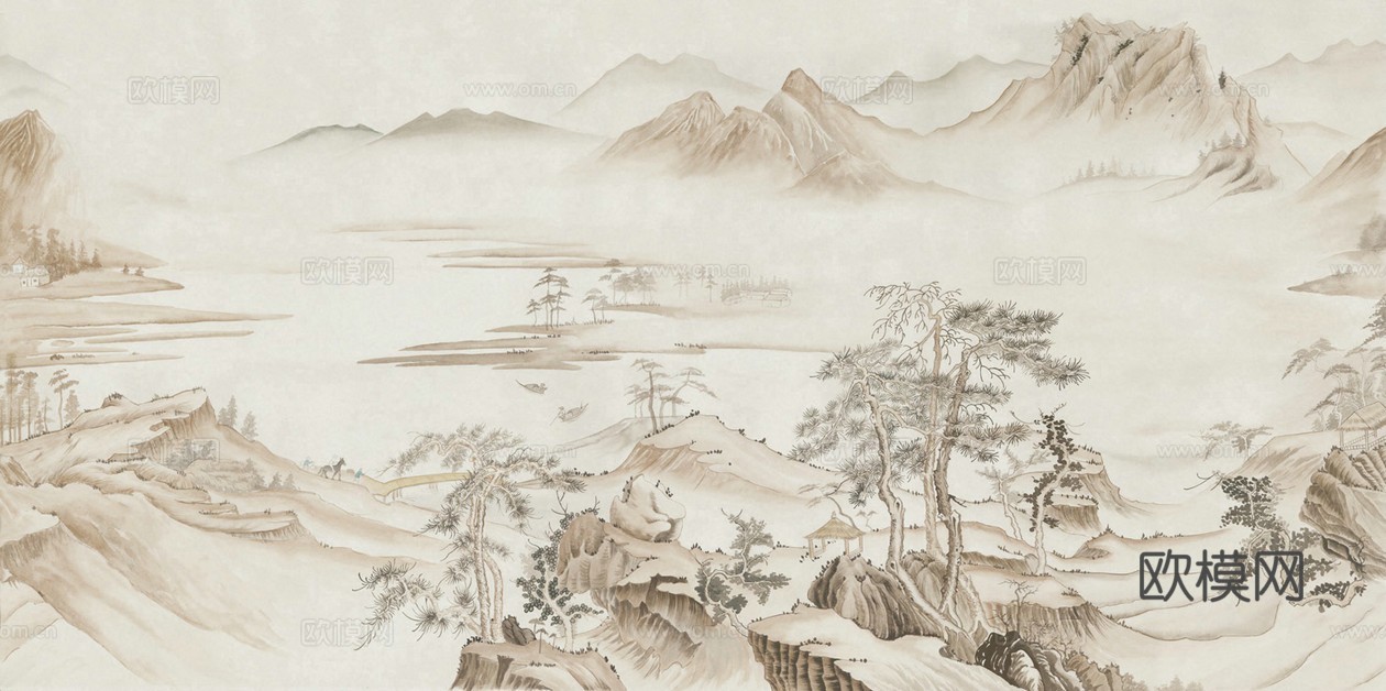 中式山水壁纸贴图