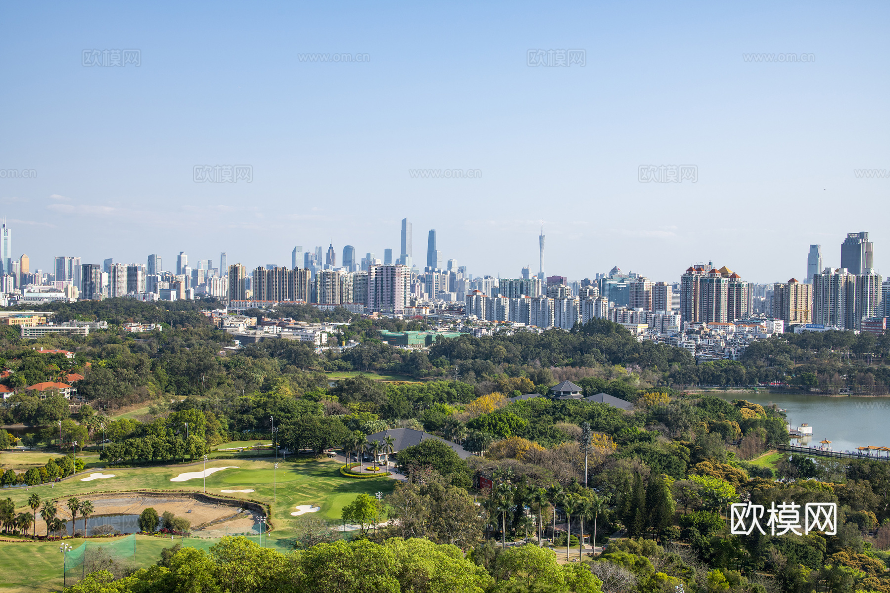 白天城市建筑  高楼  景观绿化