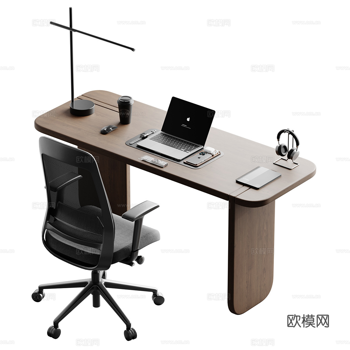 现代意式书桌椅 办公桌椅3d模型