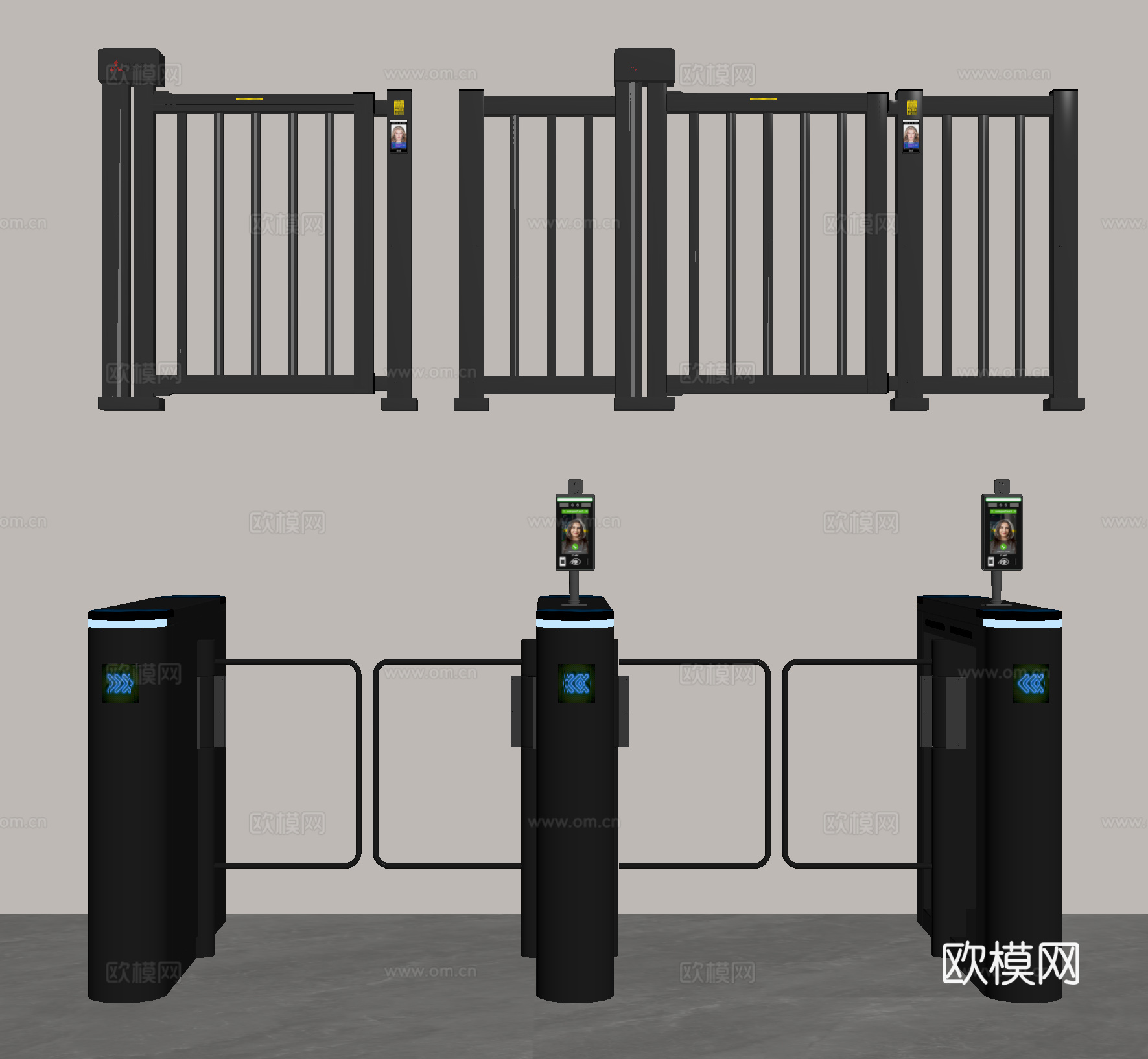 现代安检门 闸门 门禁机 感应门su模型