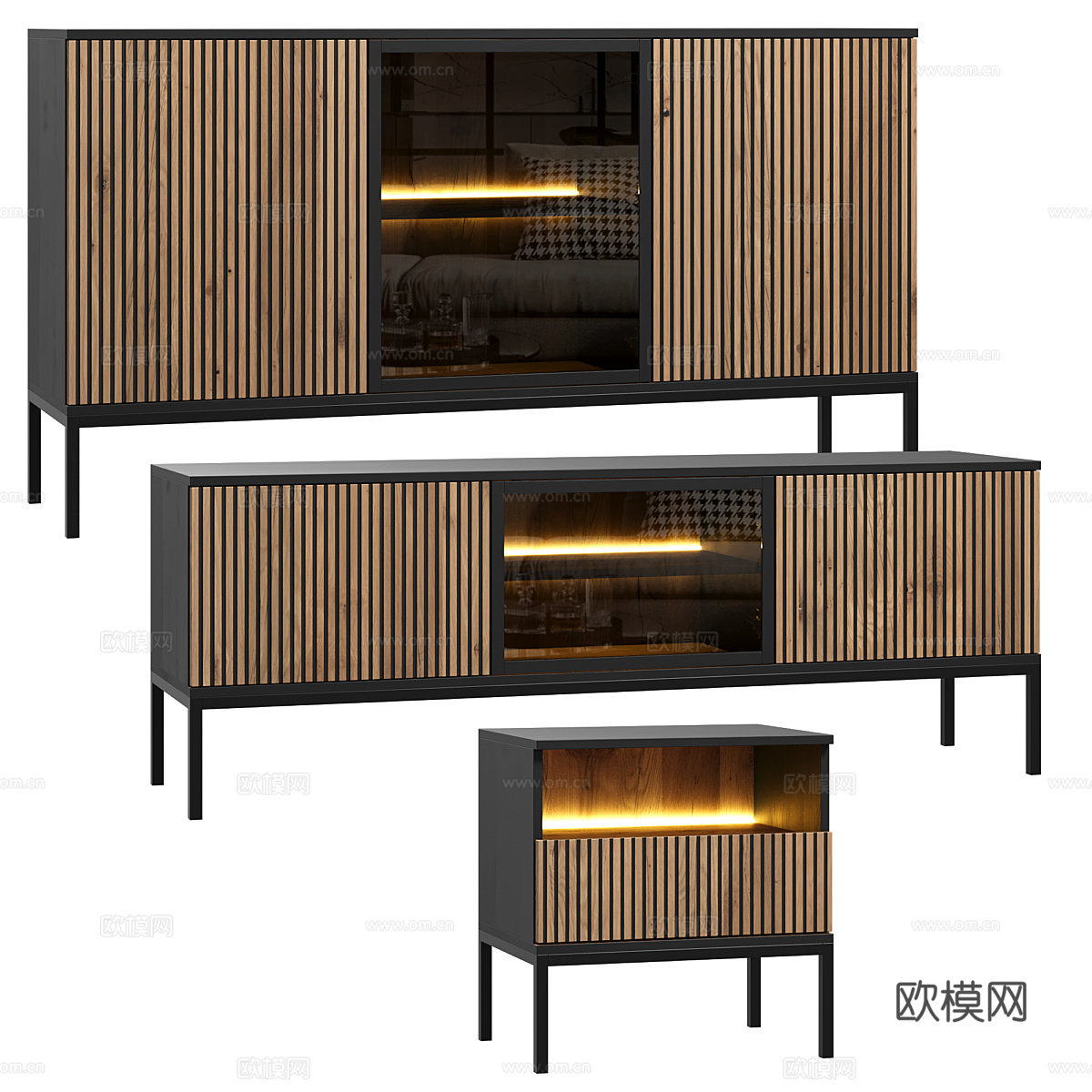 现代意式电视柜 边柜 床头柜3d模型