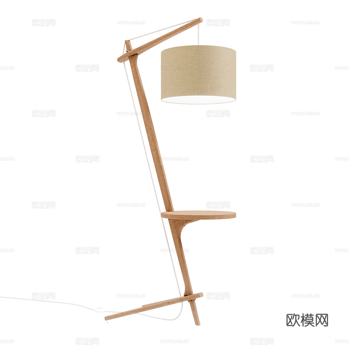 中古风落地灯 钓鱼灯 艺术落地灯 原木风落地灯3d模型